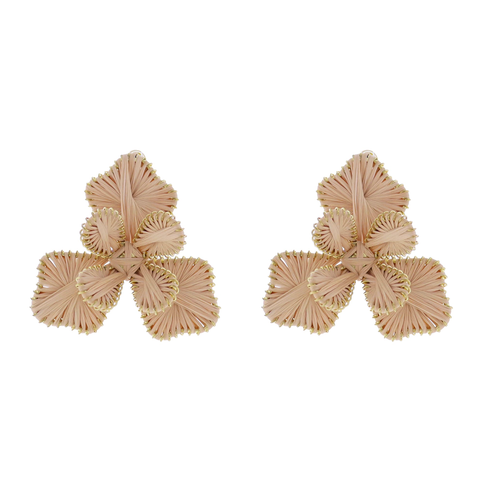 Tan Raffia Flower Earring