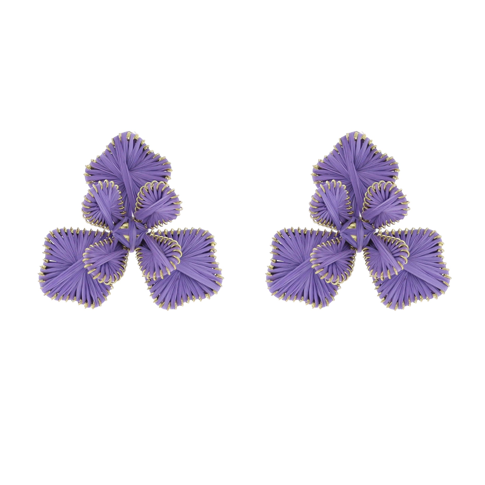 Lavender Raffia Flower Earring