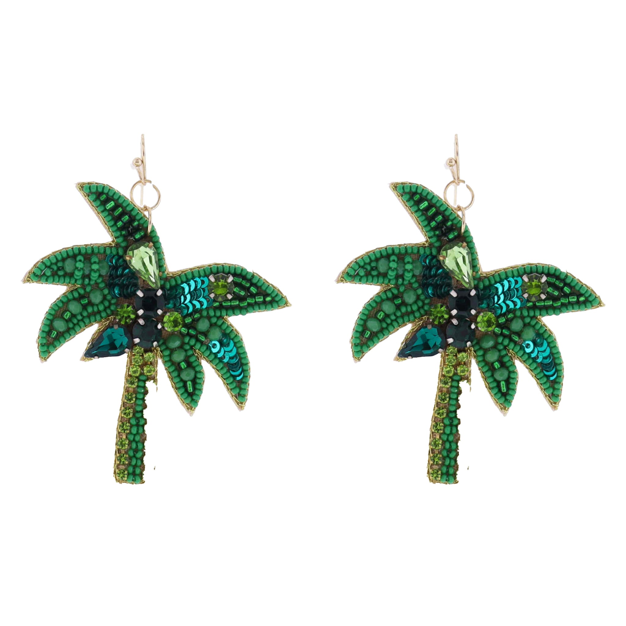 Green, Lime Beaded Palm Tree Earring