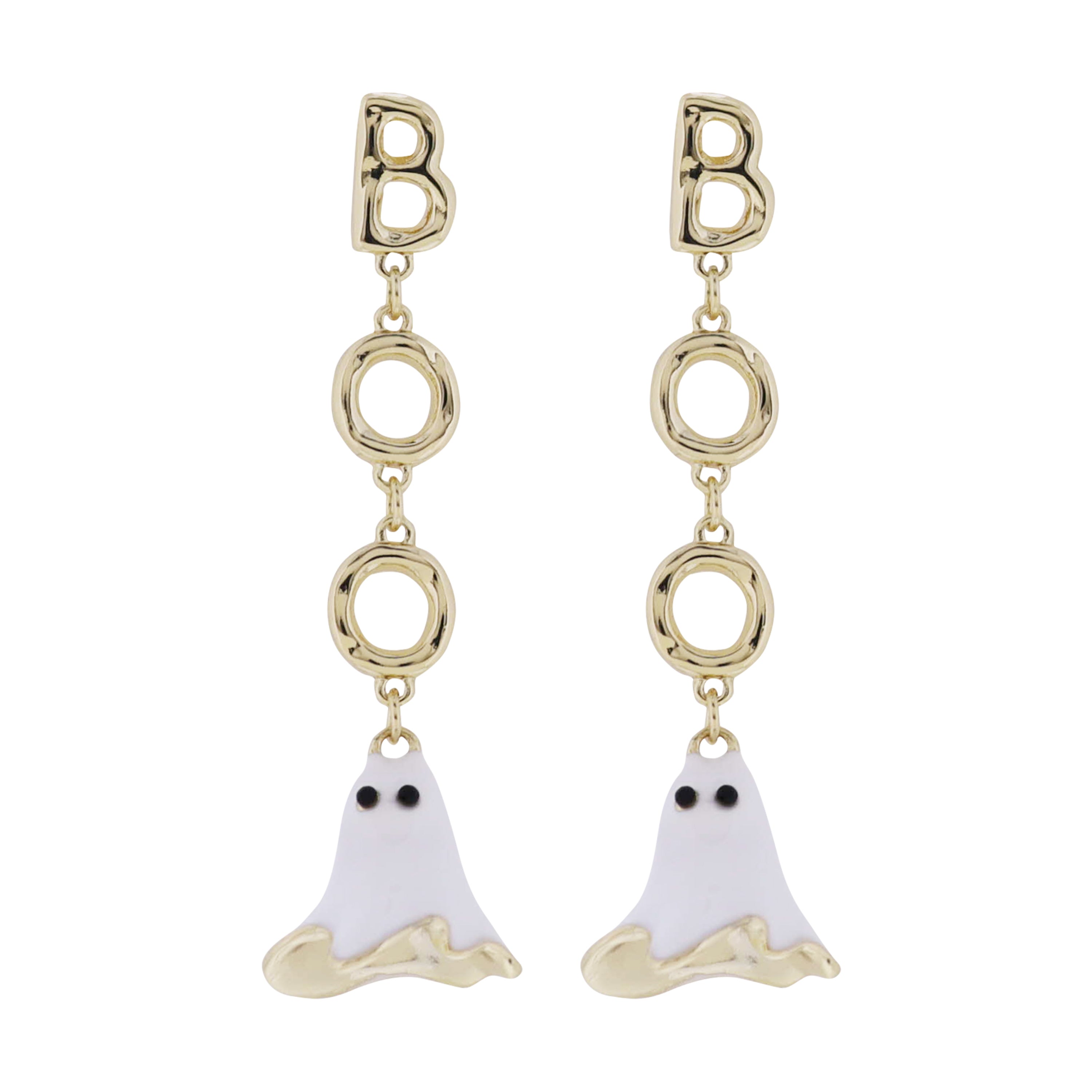 "Boo" with White Ghosts Earring