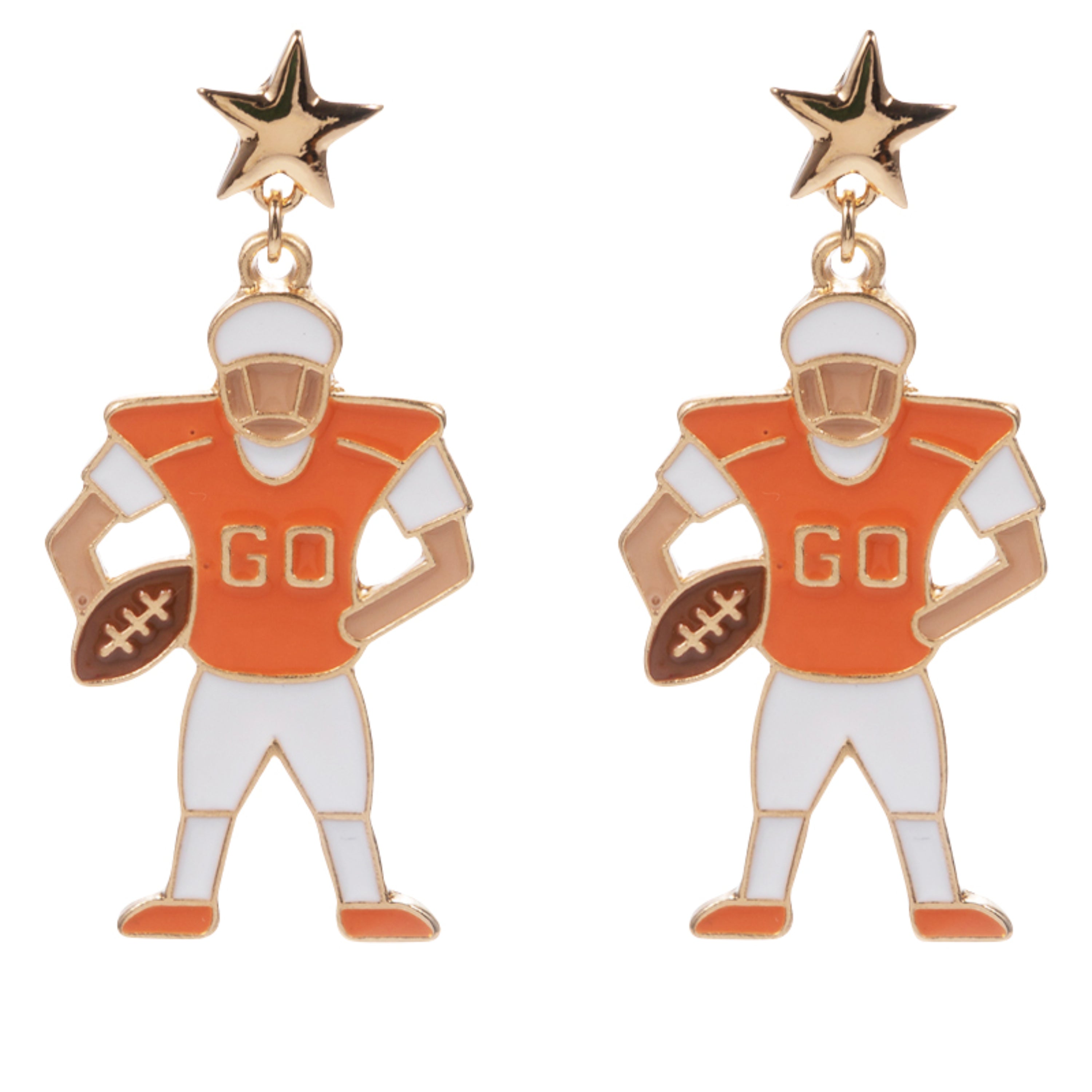 Football Player Earring with Gold Star Post