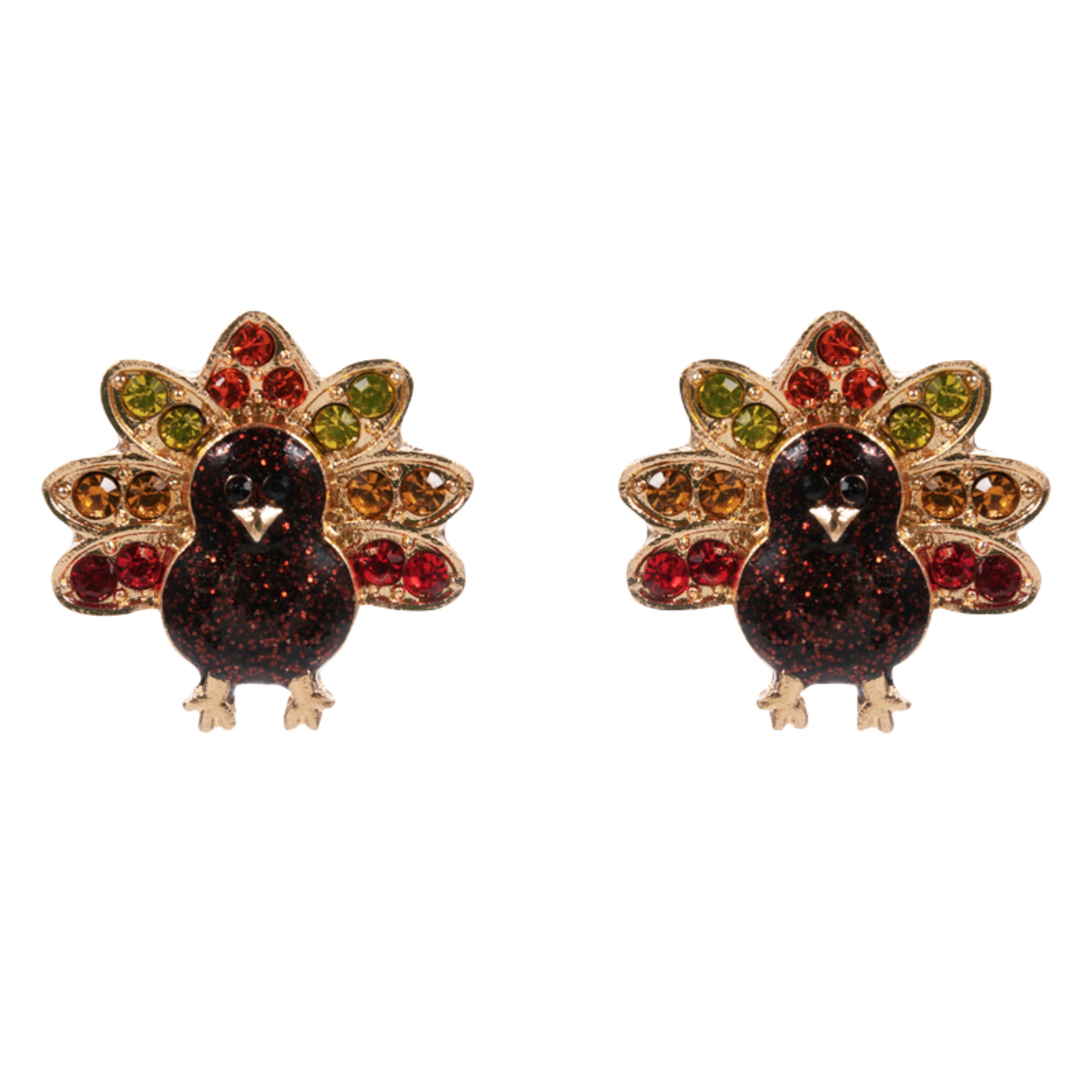 Brown Turkey, Crystal Feathers Earring