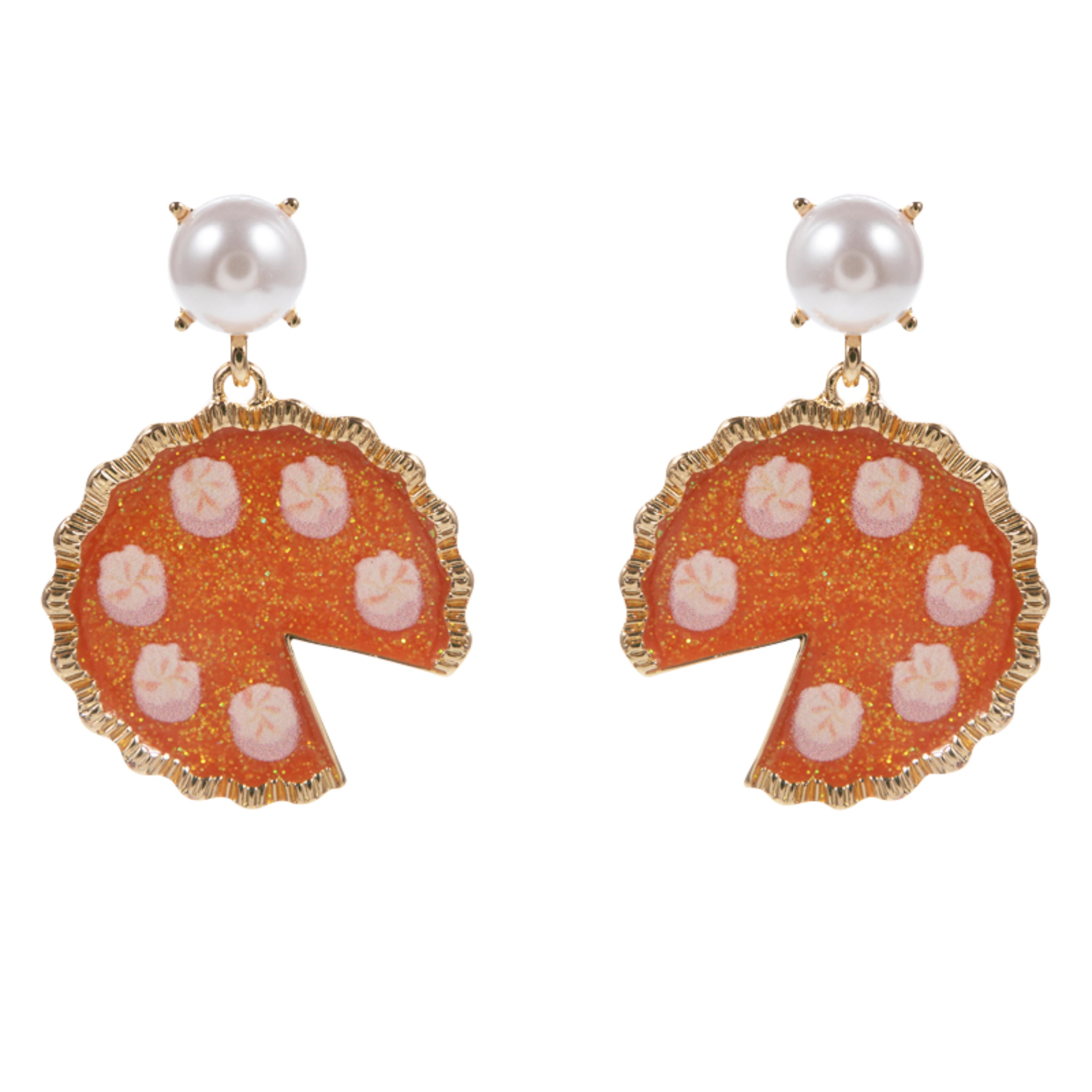 Pearl Post, Orange Pumpkin Pie Earring