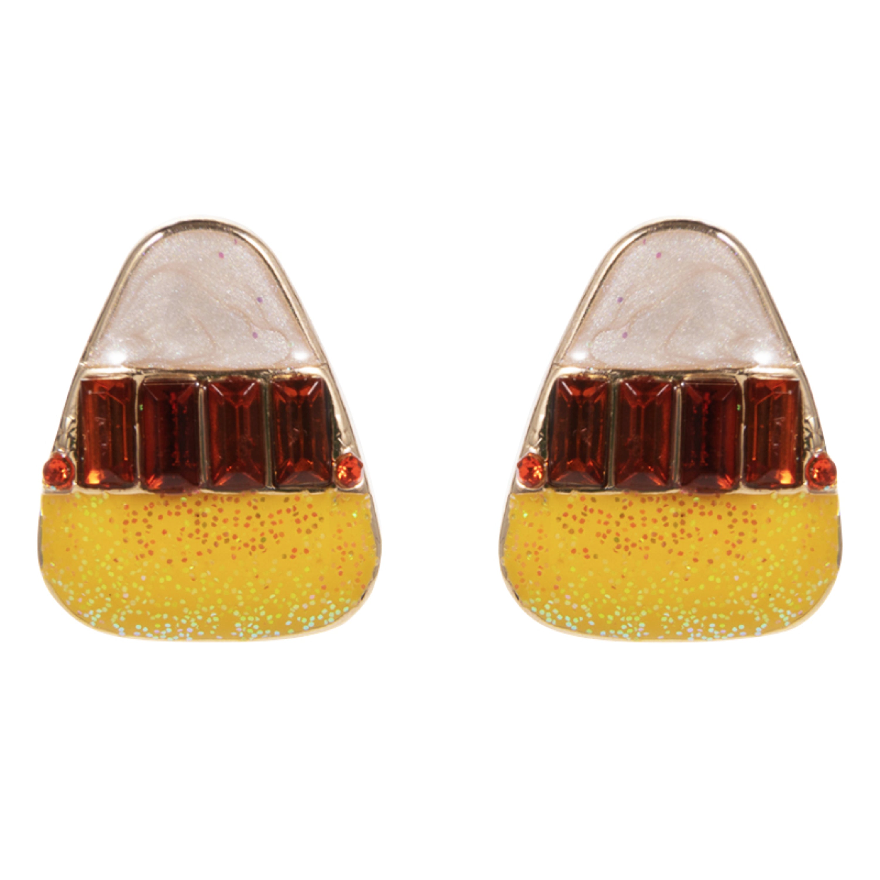 Enamel, Crystal Candy Corn Earring