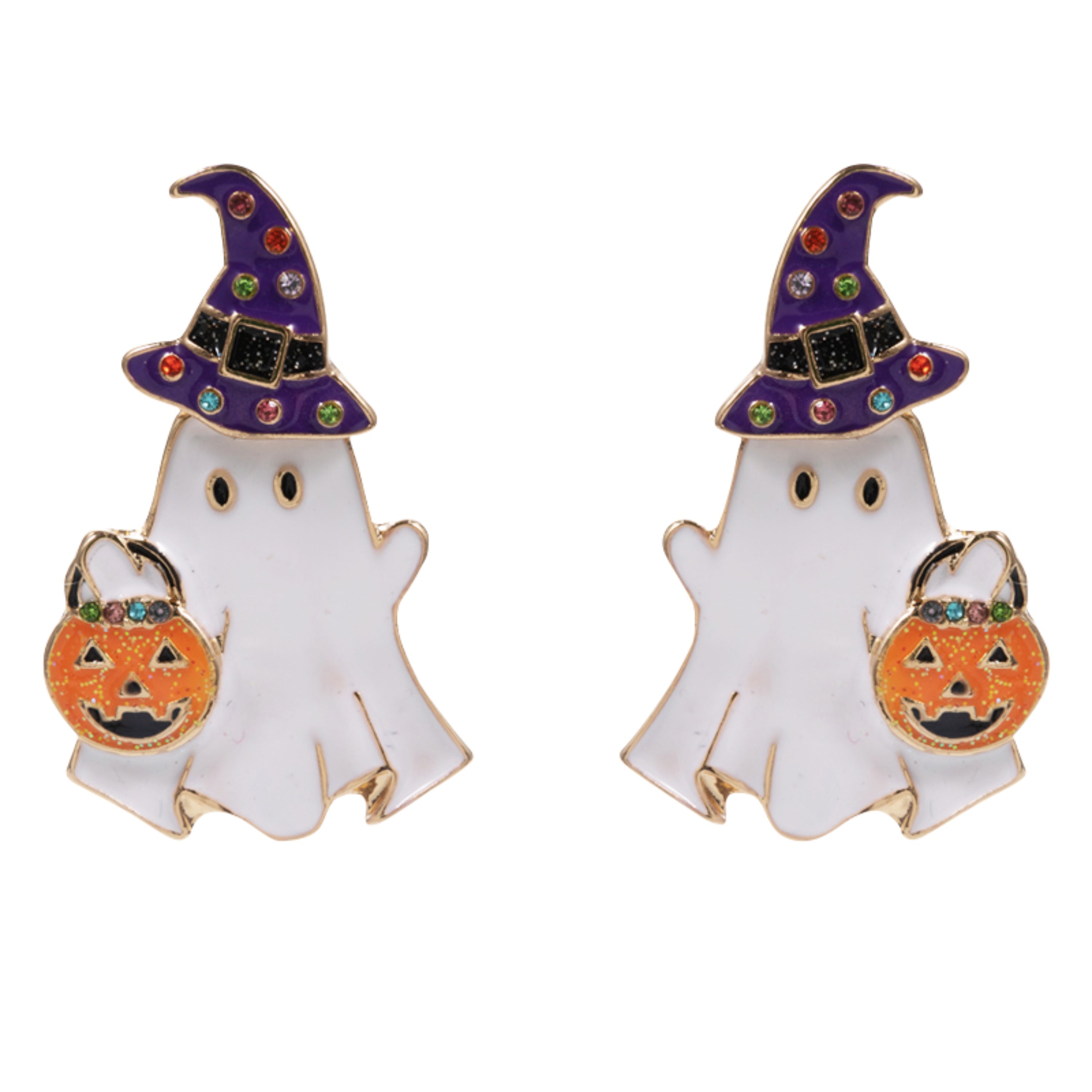 Enamel Trick or Treating Ghost Earring