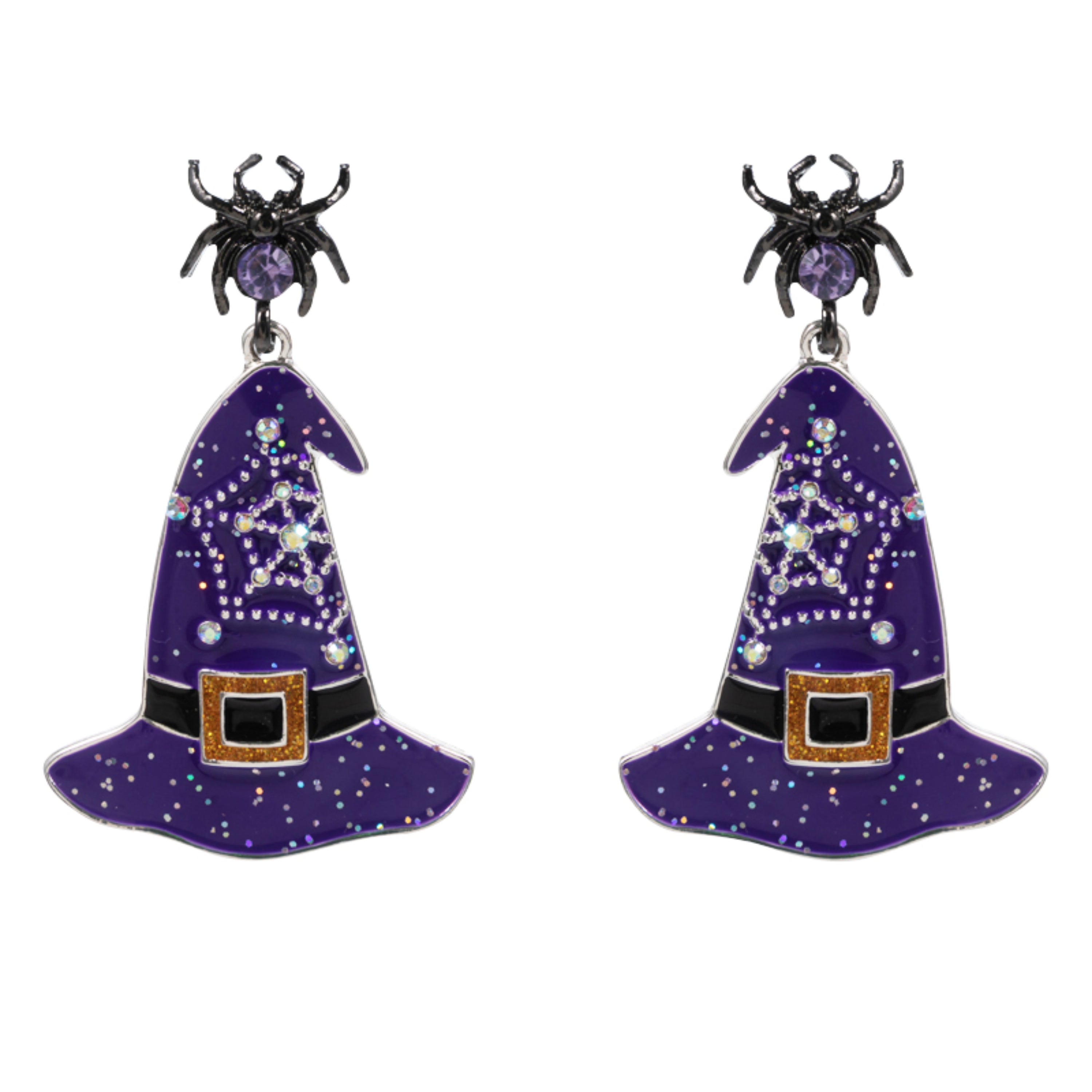 Enamel Witches Hat with Spider Earring