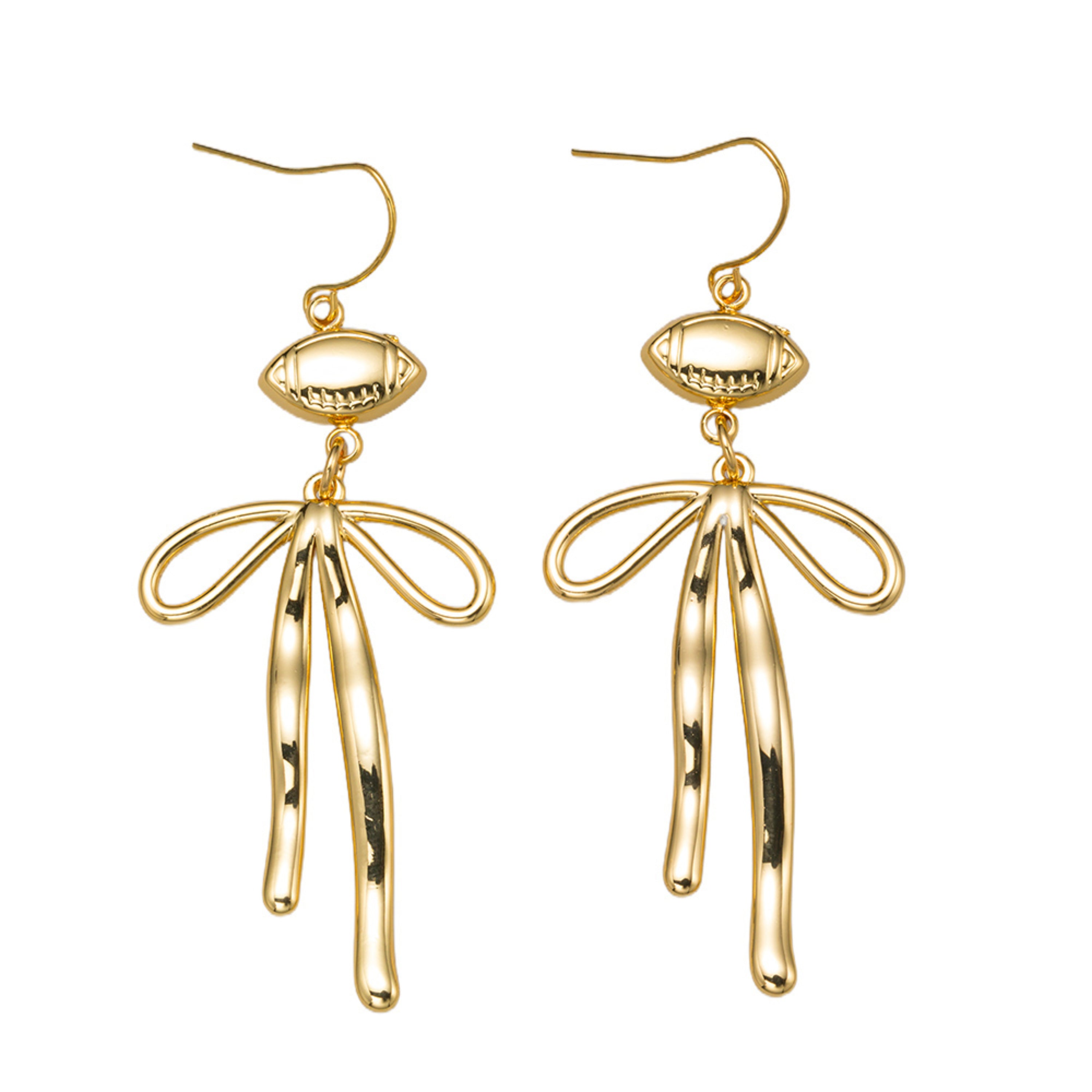 18K Gold Plated Football Earring with Bow