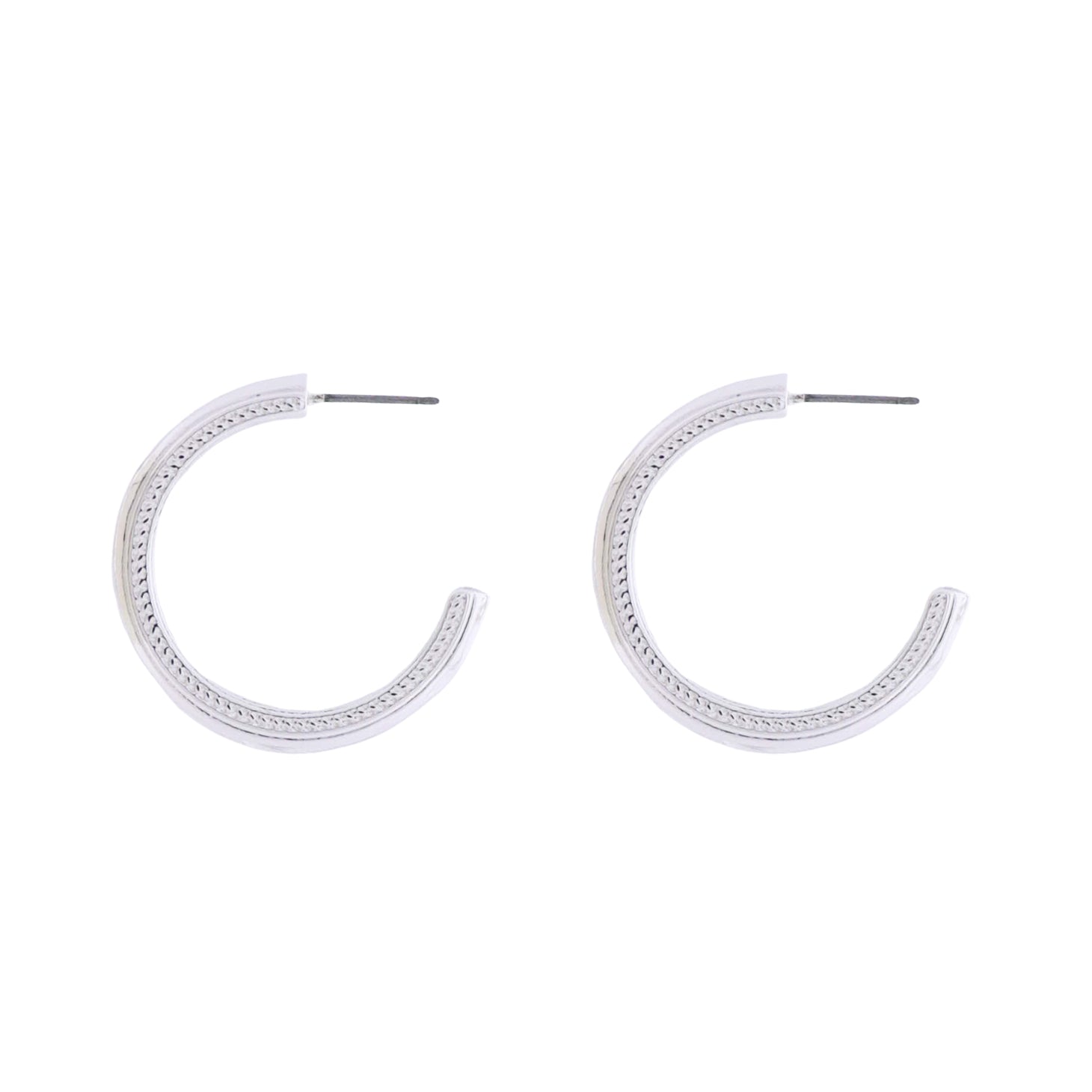 18k Gold Plated Silver Hoop Earring with Decorative Edges