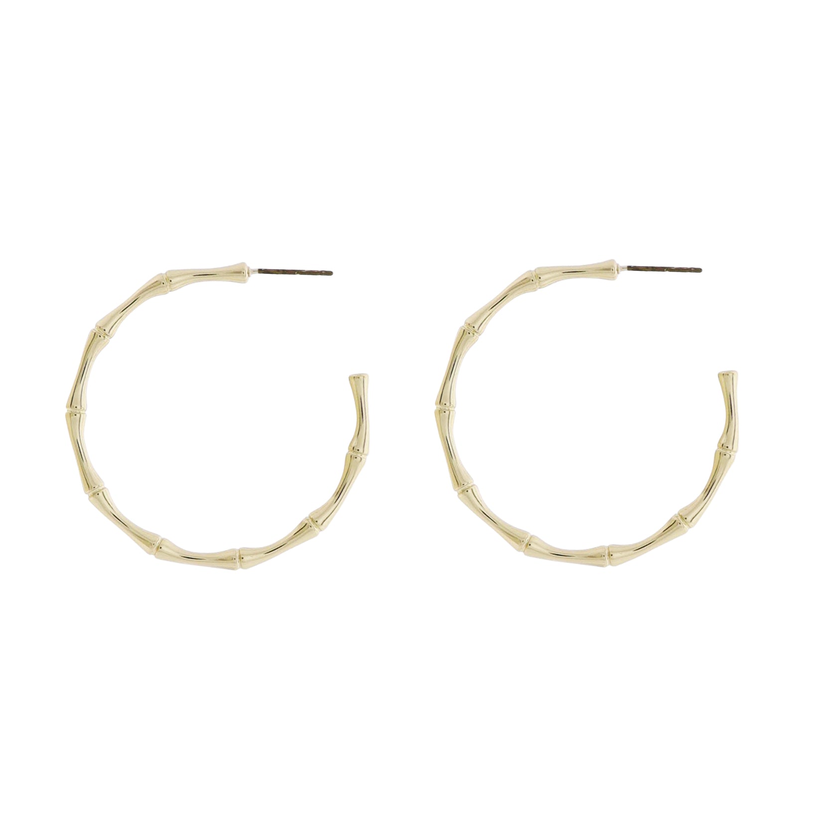 18k Gold Plated Gold Bamboo Hoop Earring