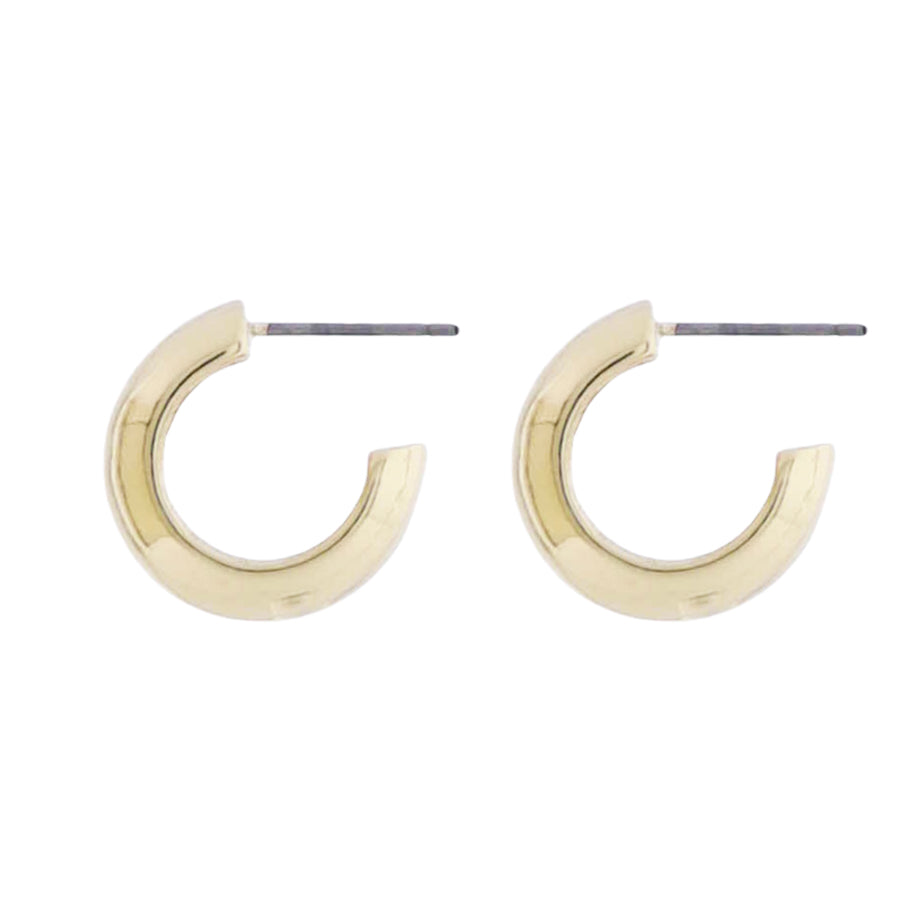18k Gold Plated Gold Wide Huggie Earring