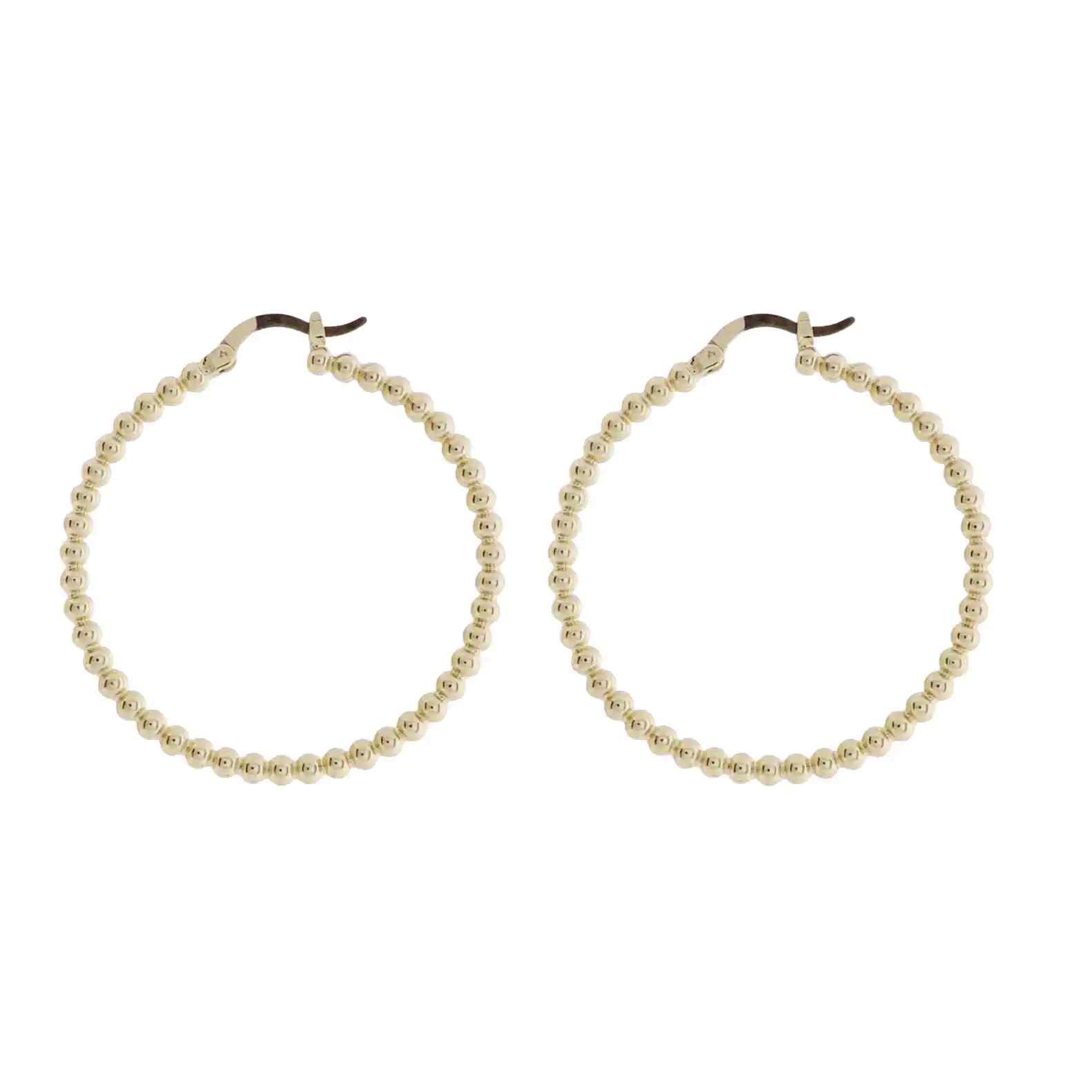 18k Gold Plated Gold Large Bubble Studded Hoop Post Earring