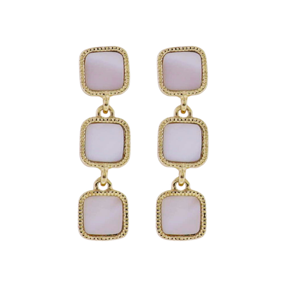 White Descending Squares Earring