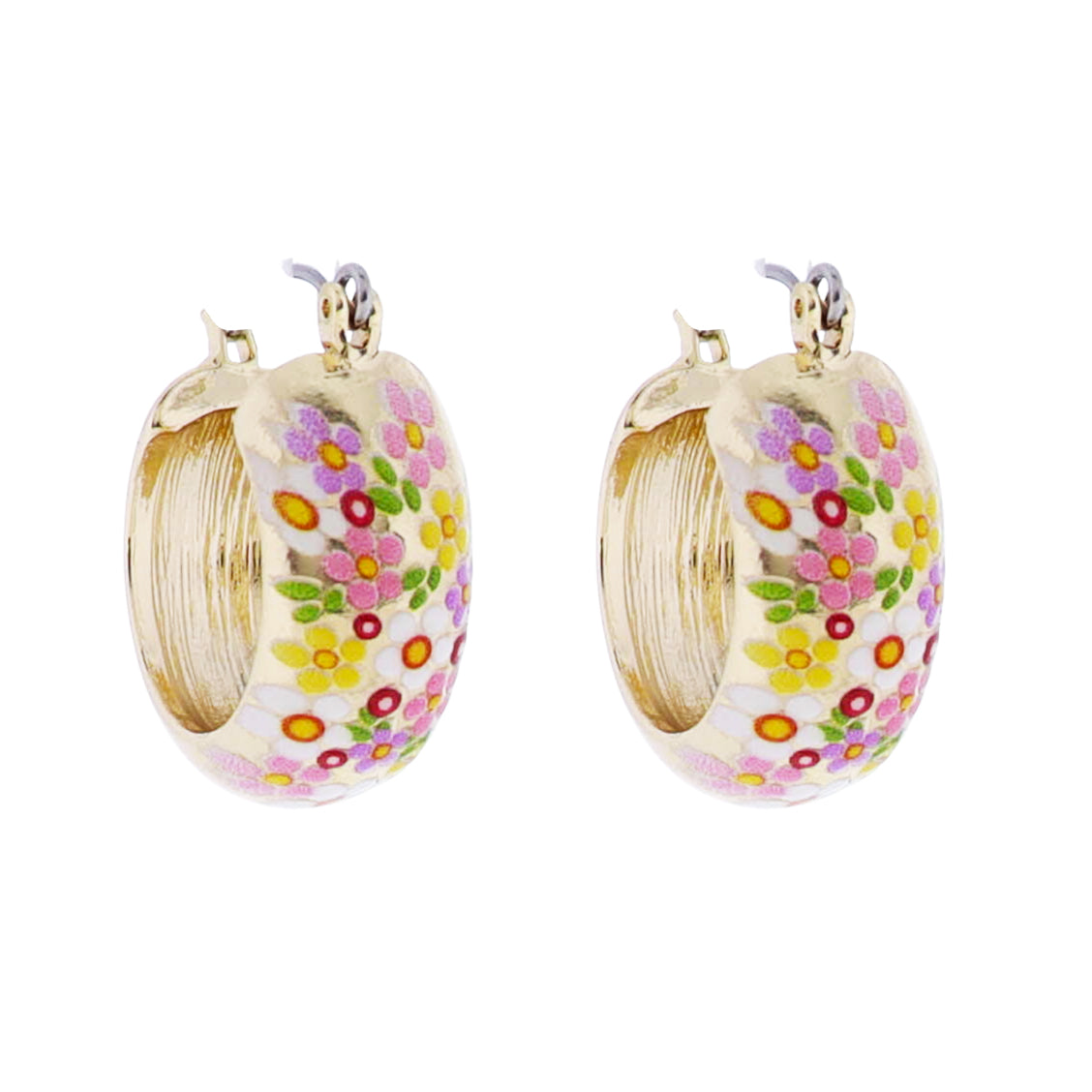 Gold Hoop Earring with Floral Details