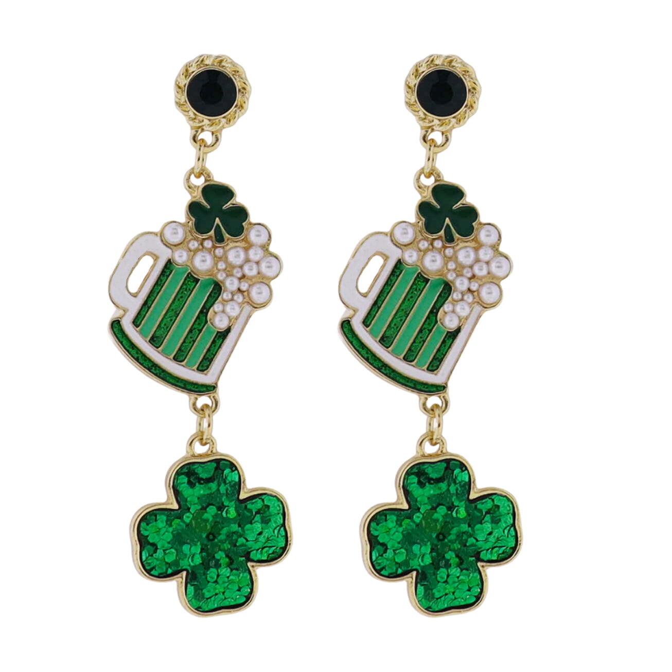 Green Crystal Post, Shamrock Mug, Shamrock Earring