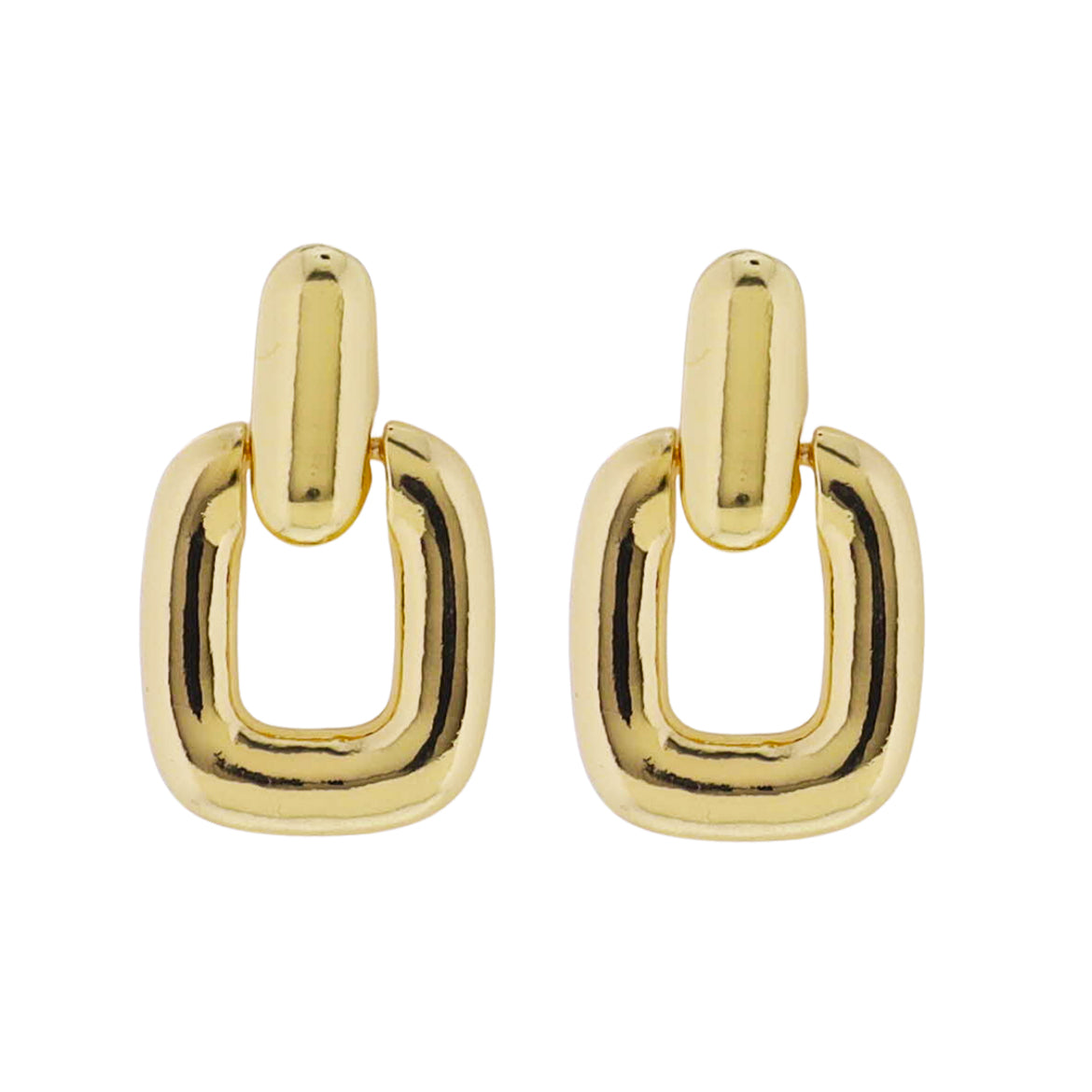 18k Gold Plated Gold Line with Gold Open Square Earring