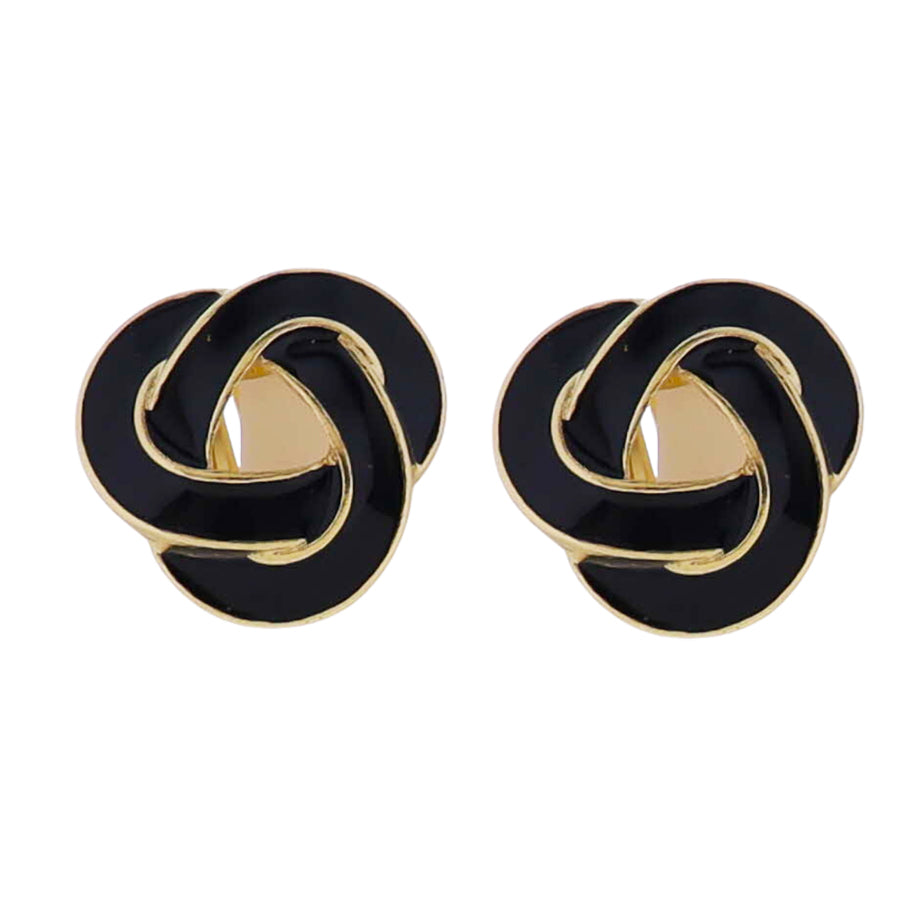18k Gold Plated Black Enamel Infinite Loop Earring