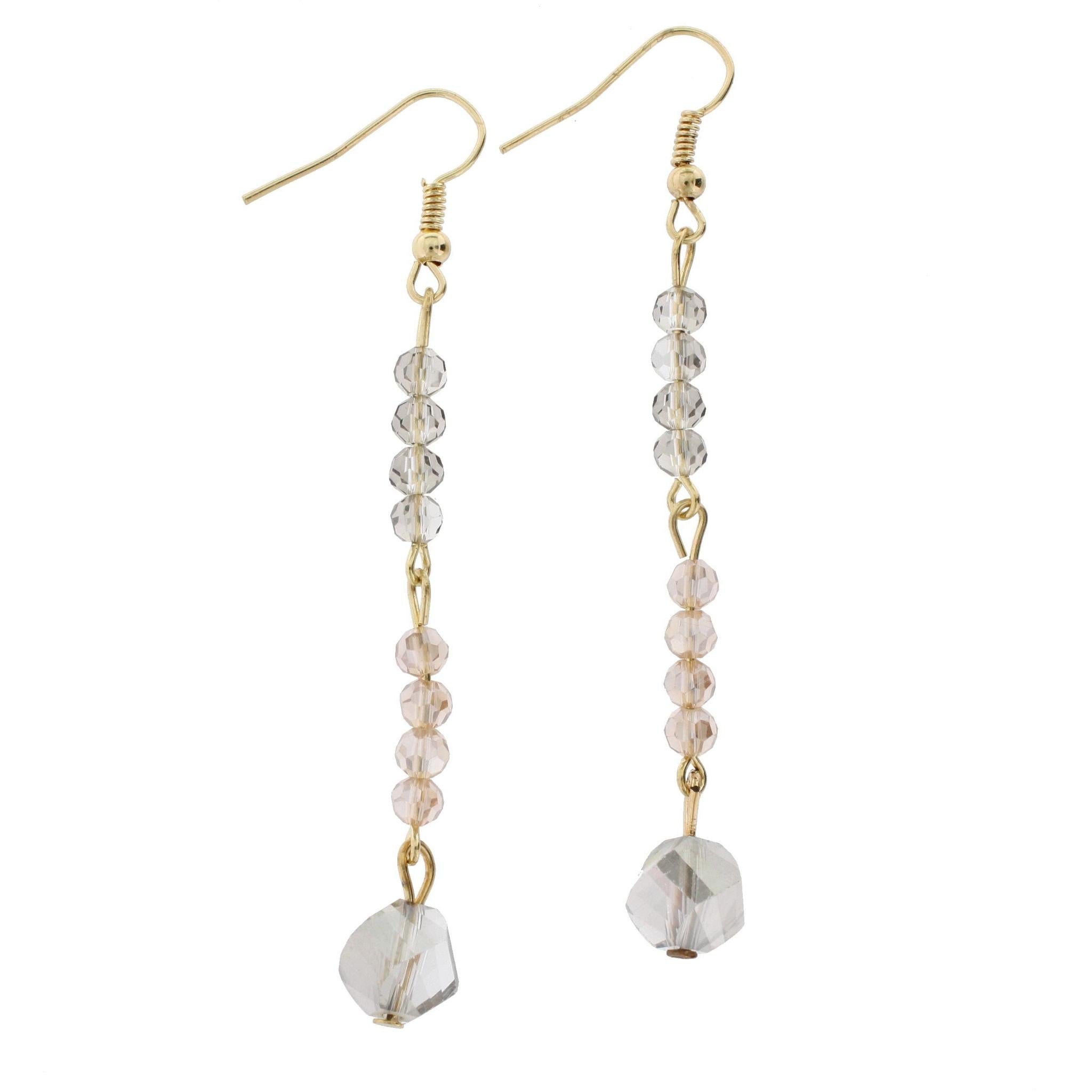 Black Diamond Beaded Gold Linked Dangle Earring
