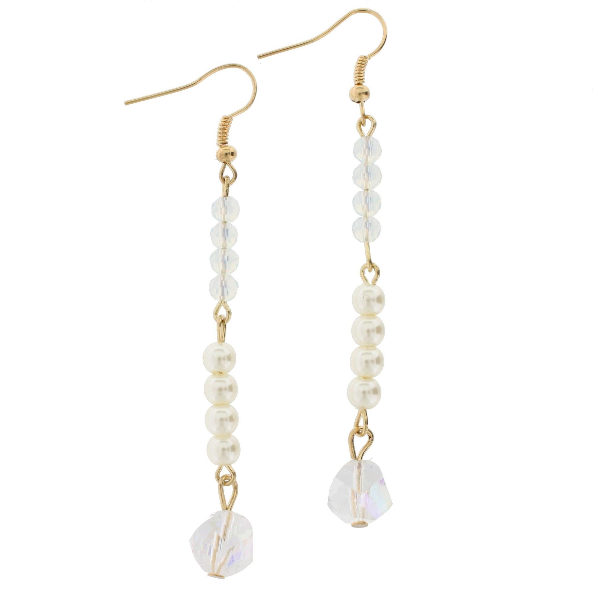 Ivory Beaded Gold Linked Dangle Earring