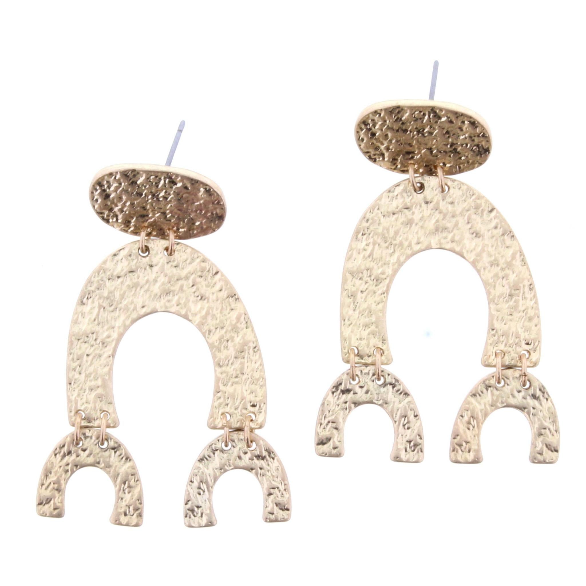 Gold Patterned Horseshoe Earring