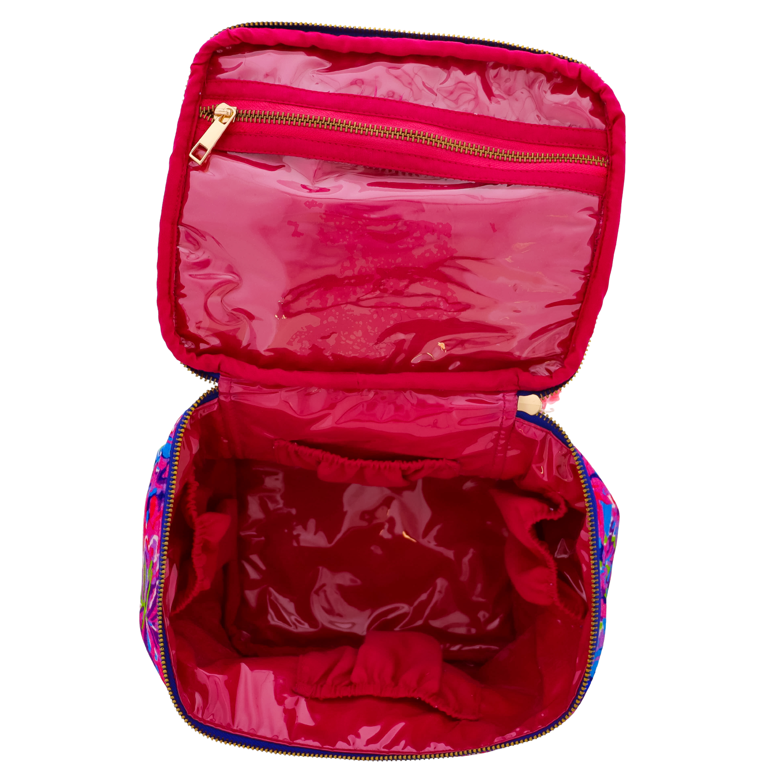 Daring Floral Cube Zipper Pouch - Viscose Velvet Travel Organizer
