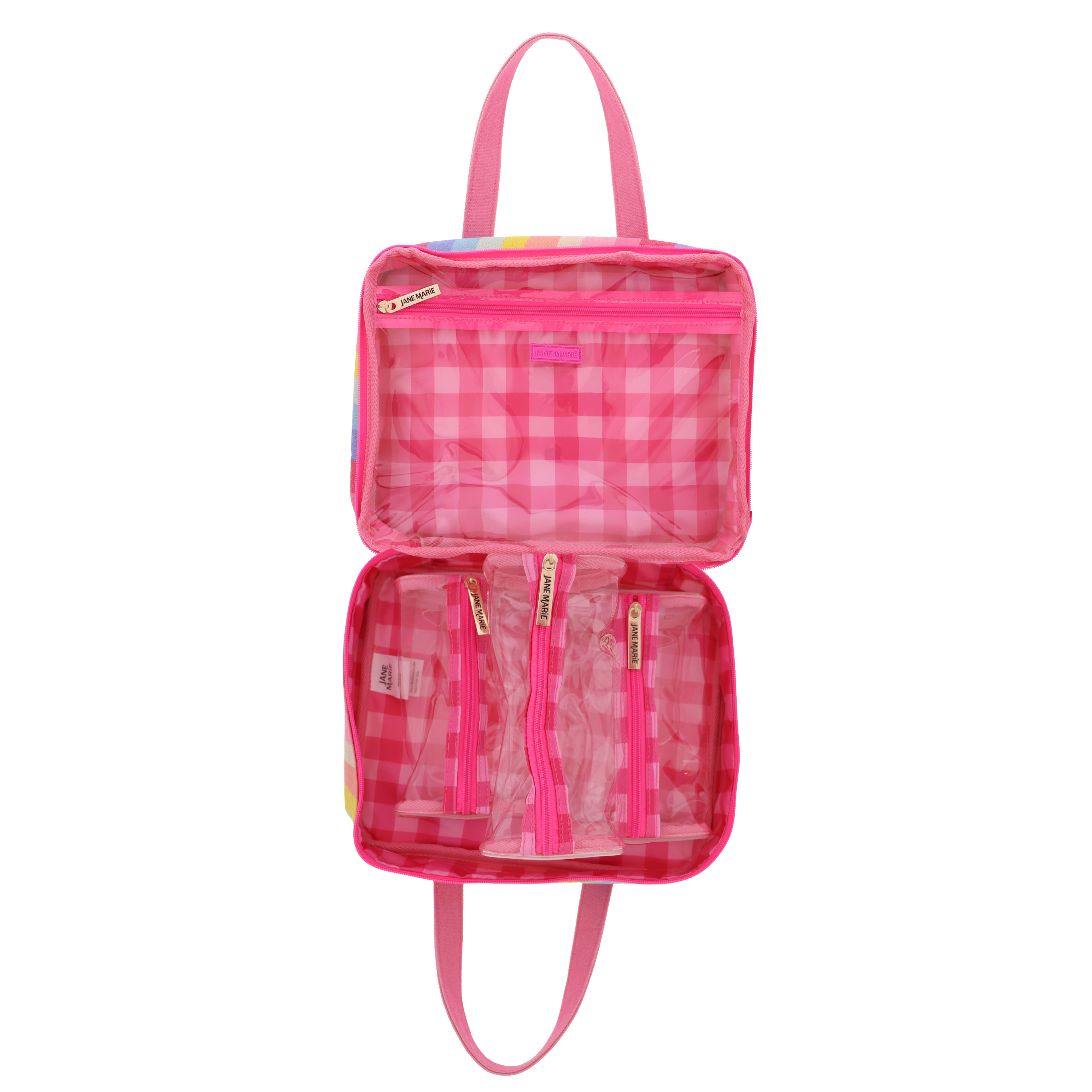 Girly Pop Travel Organizer Set - 4-Piece Cotton Cosmetic Case