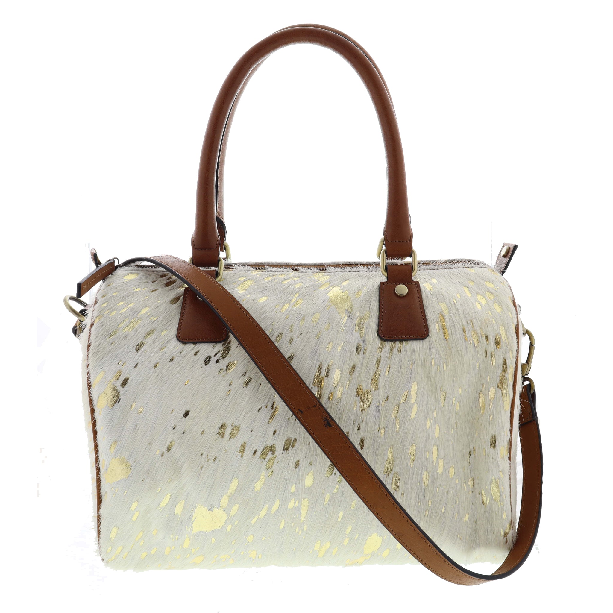 Mable Zippy Natural Cow Hair-On Leather Handbag | Jane Marie