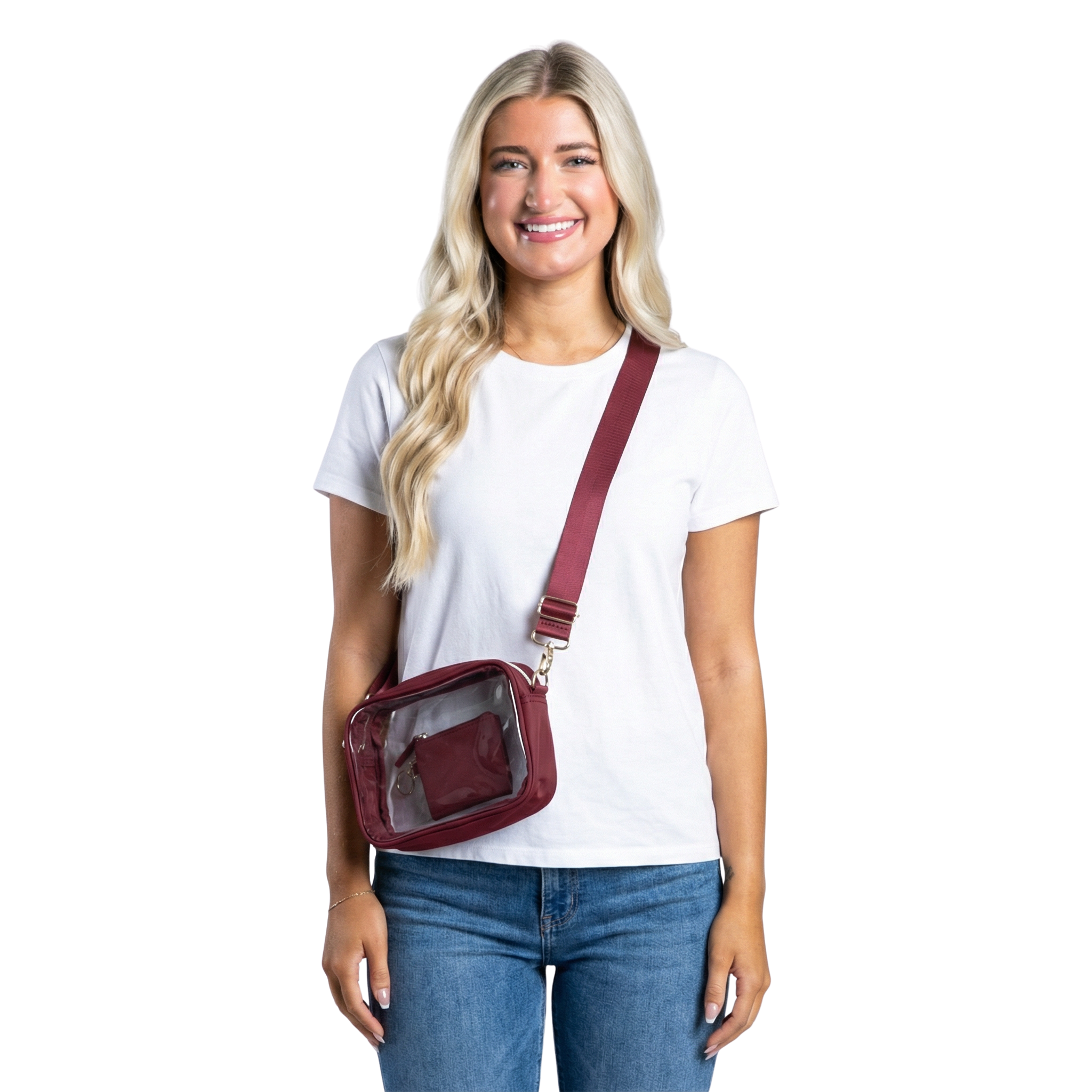 Game Day Maroon Clear Crossbody + Keychain Wallet