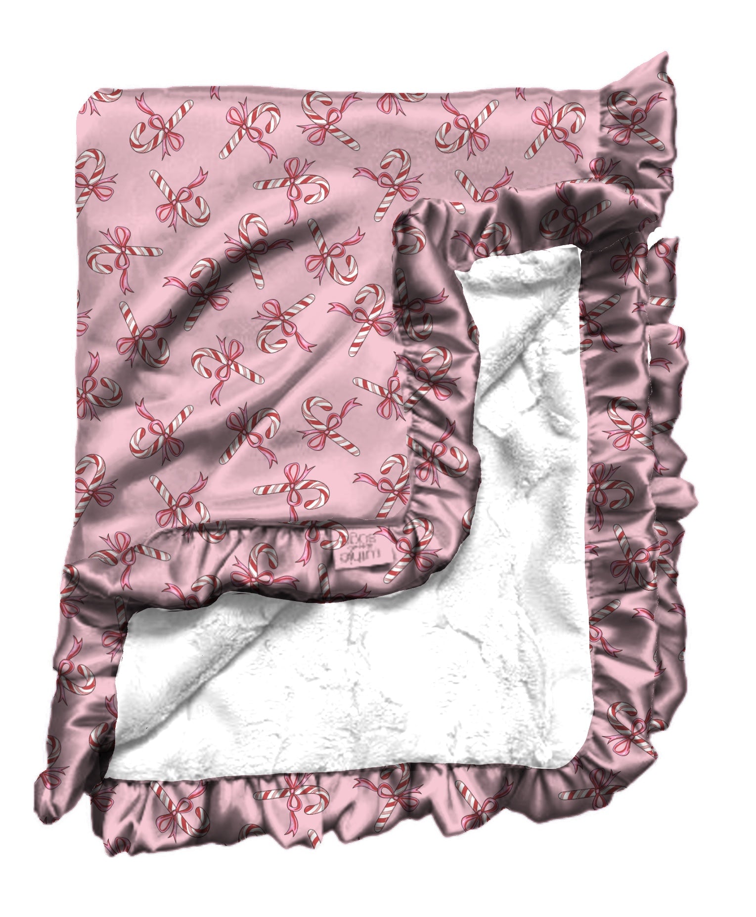 Christmas Candy Satin Ruffle Blanket