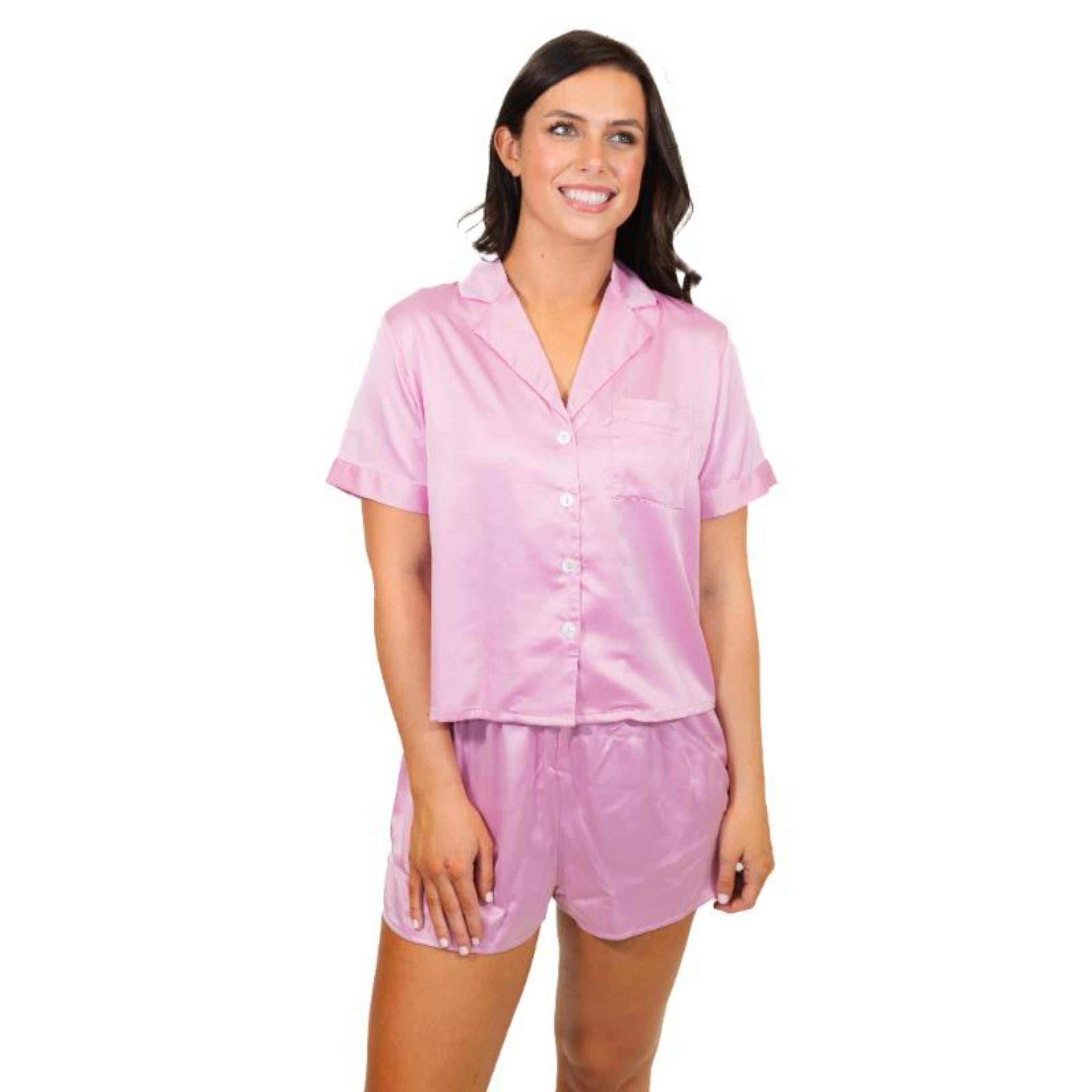 Graceful Pink Satin Pajama Short Set Assortment, No Display Package