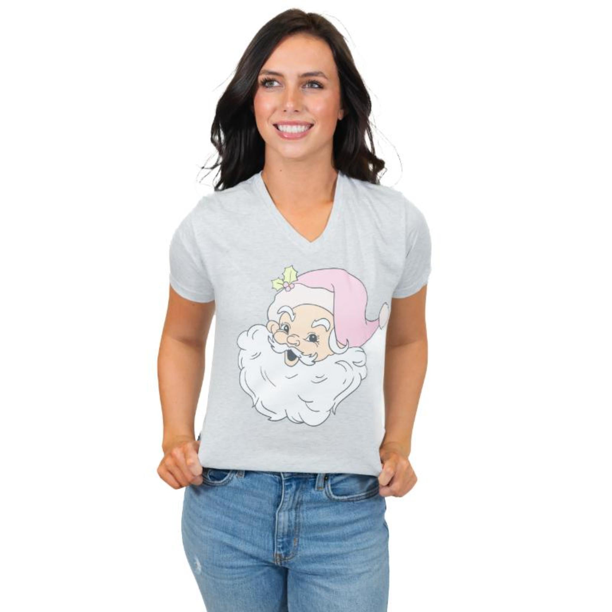 Pink Santa Claus V-Neck T-Shirt Assortment, Display Package