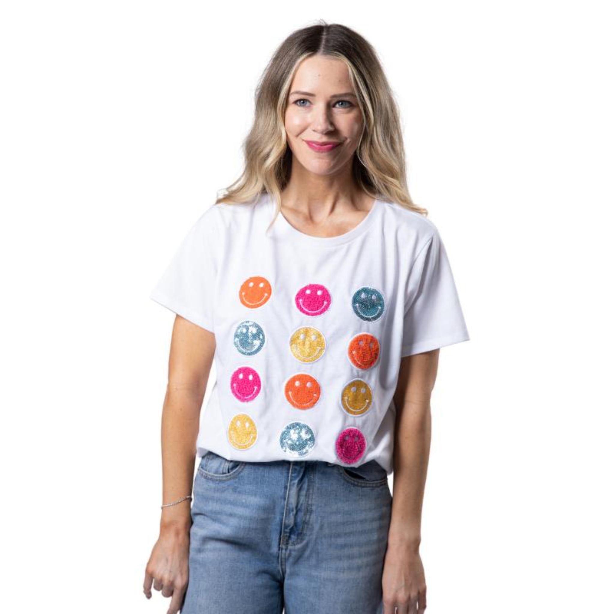 All Smiles White Crew Neck T-Shirt Assortment, Display Package