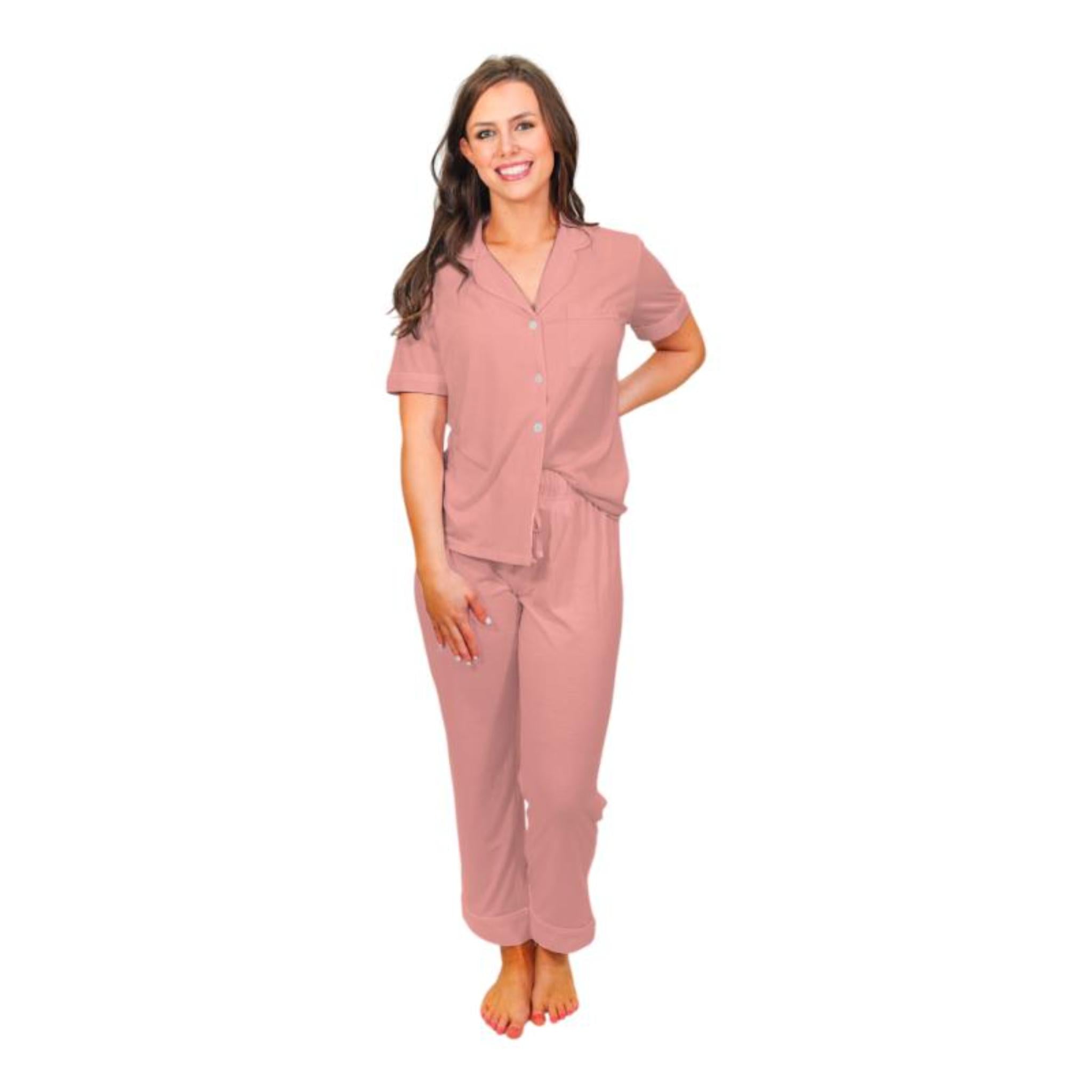 Dusty Pink Bamboo Pajama Set Assortment, No Display Package