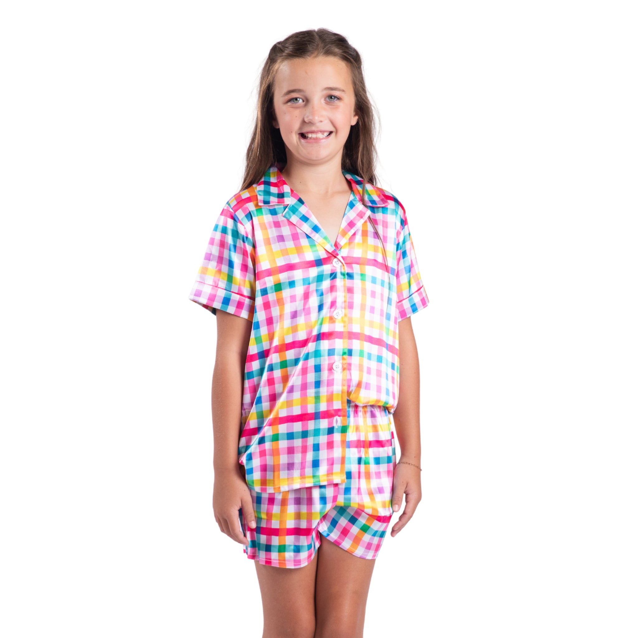 Kids Gingham Pajama Short Set Assortment, No Display Package
