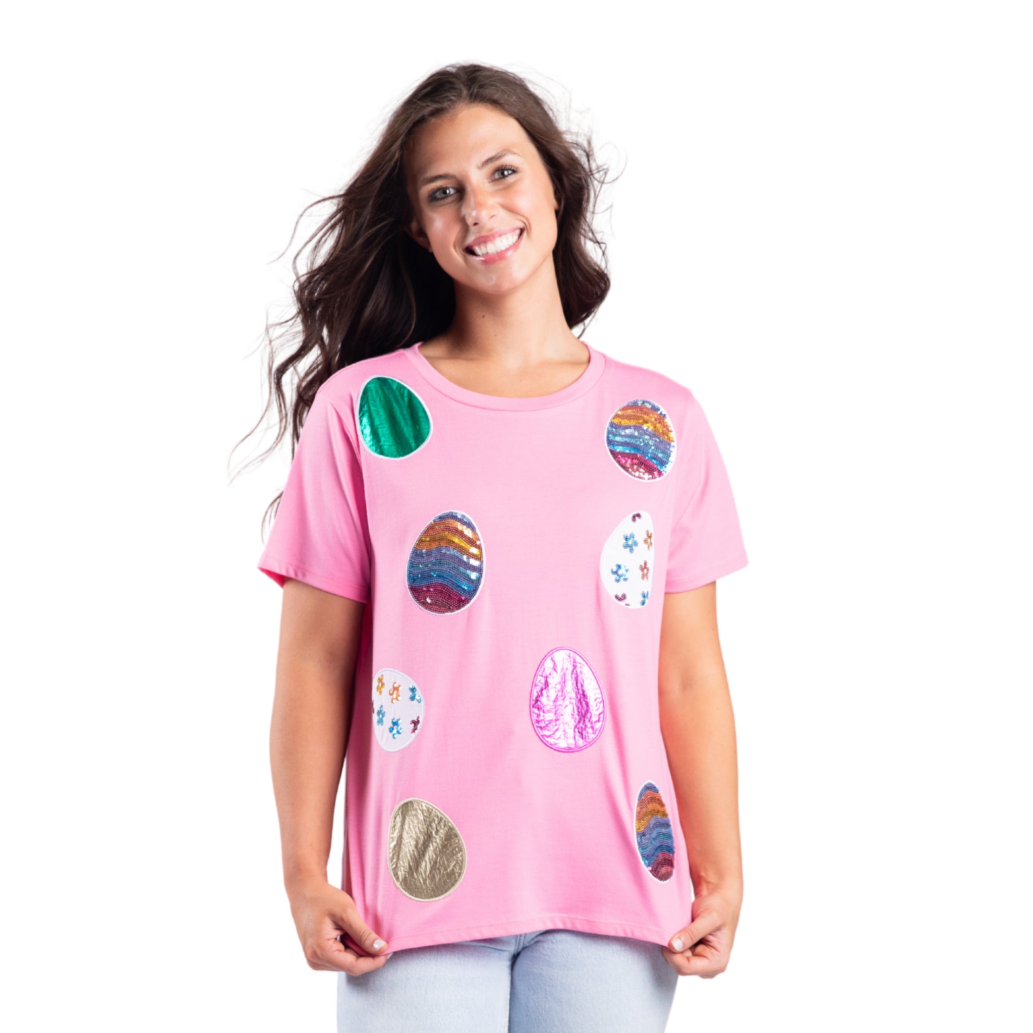 All My Eggs in a Basket Pink Crew Neck Shirt Assortment, No Display Package