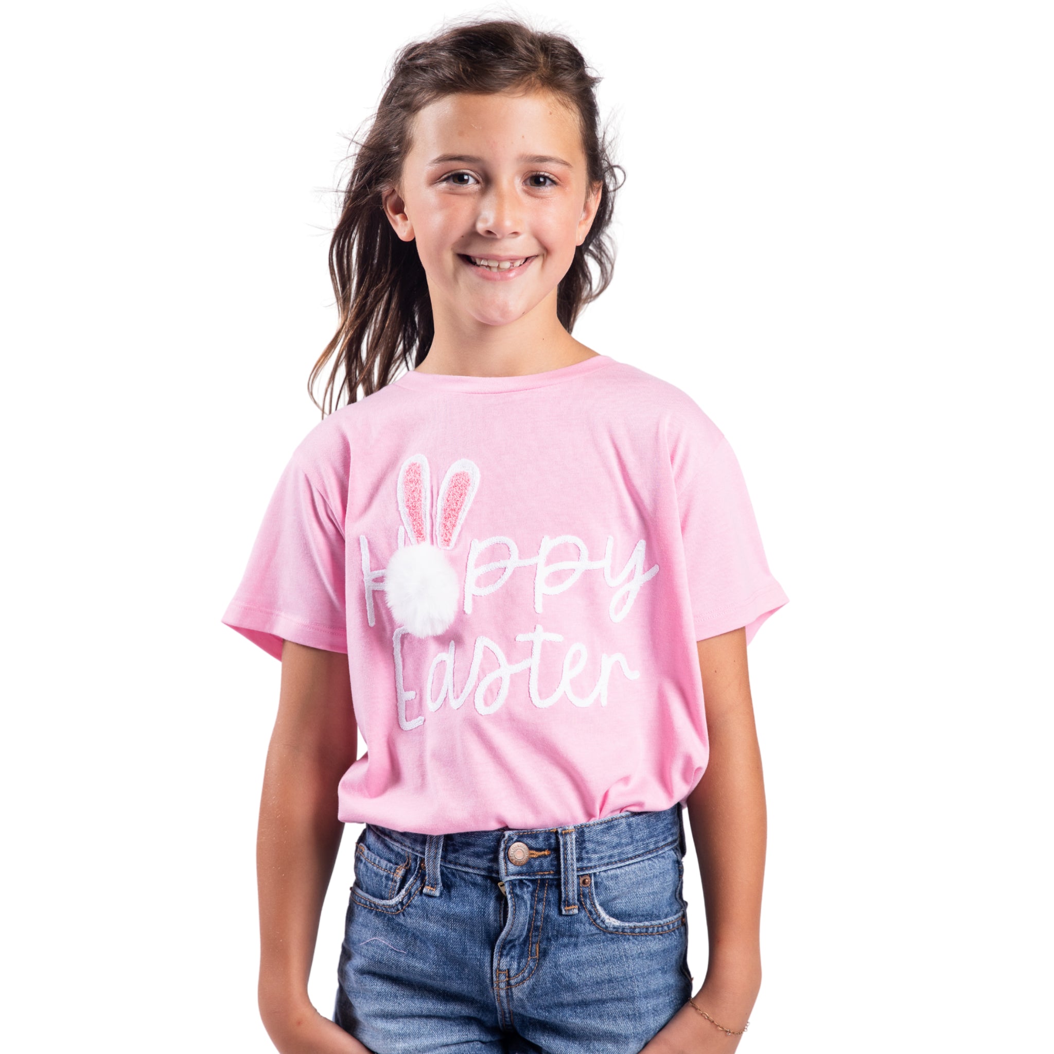 Kids Hoppy Easter Pink Crew Neck Shirt Assortment, Display Package