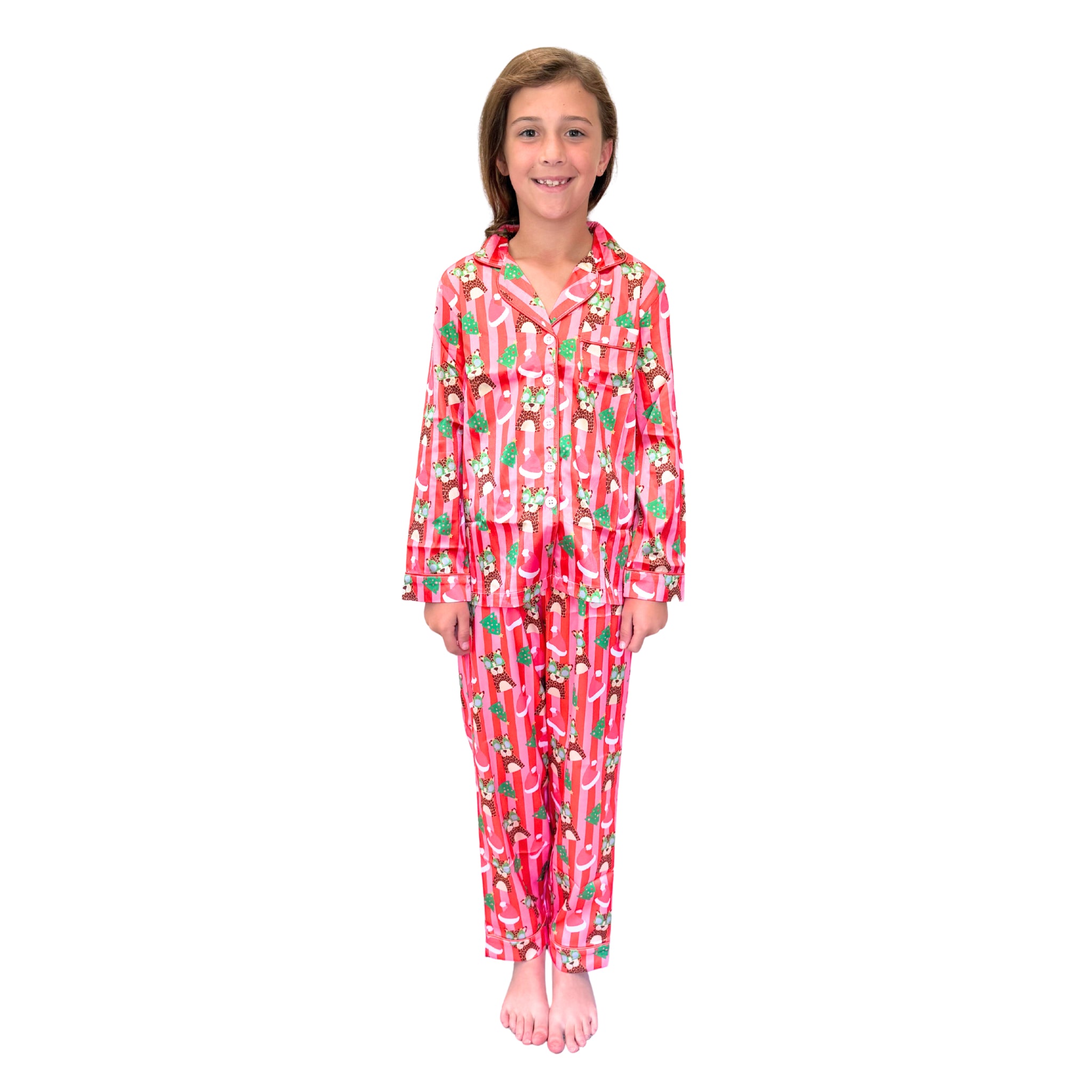 Kids Jolly Jungle Satin Pajama Long Sleeve Set Assortment, No Display Package