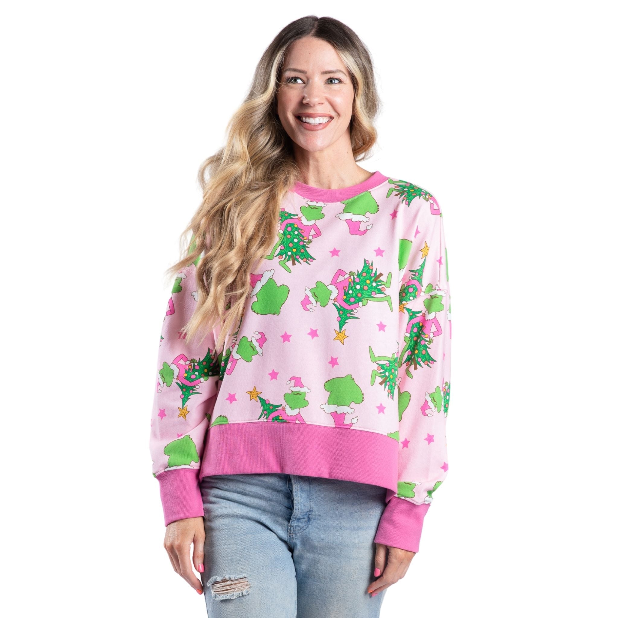 Merry Mischief Pink Crew Neck Sweatshirt Assortment, Display Package