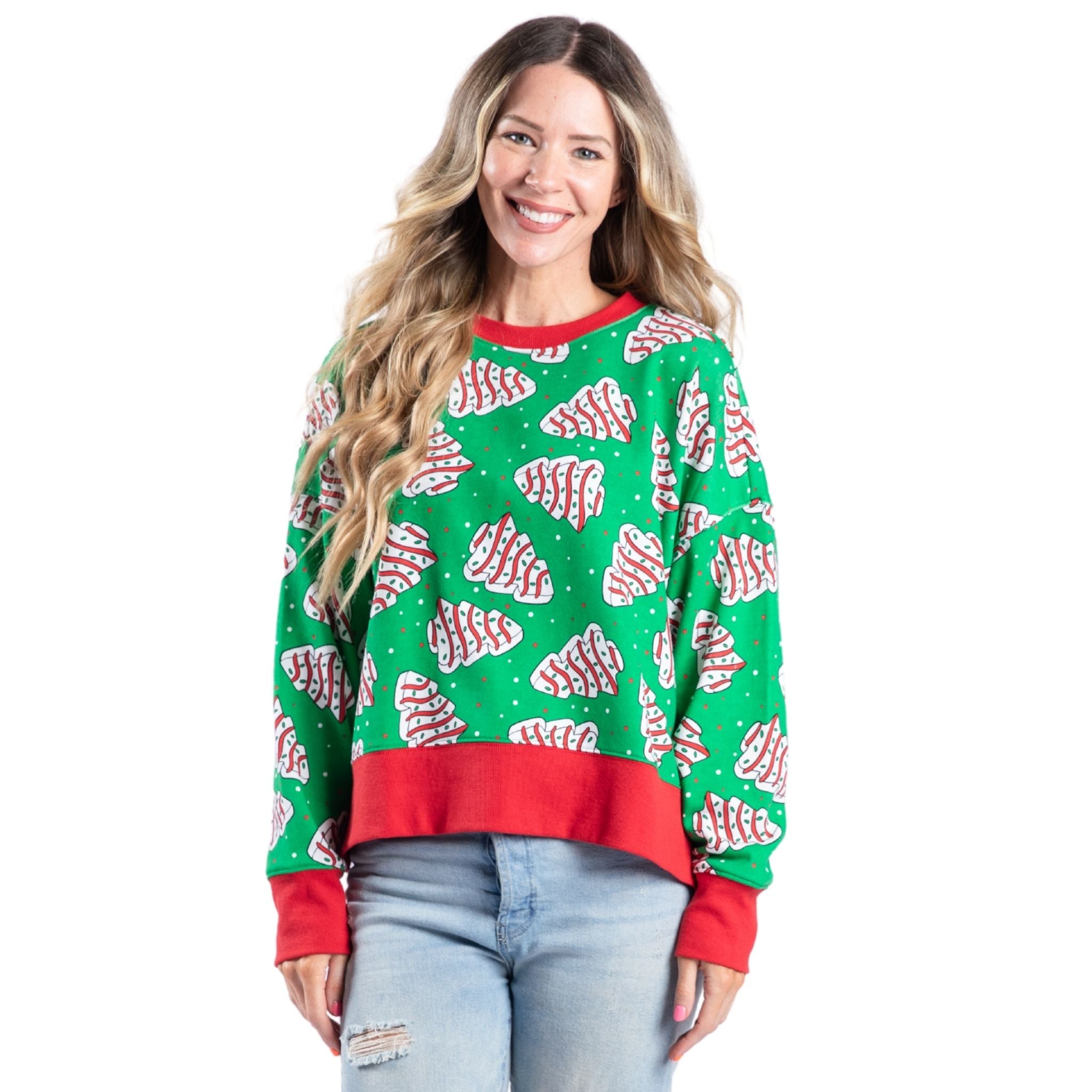 Sweet Christmas Green Crew Neck Sweatshirt Assortment, Display Package