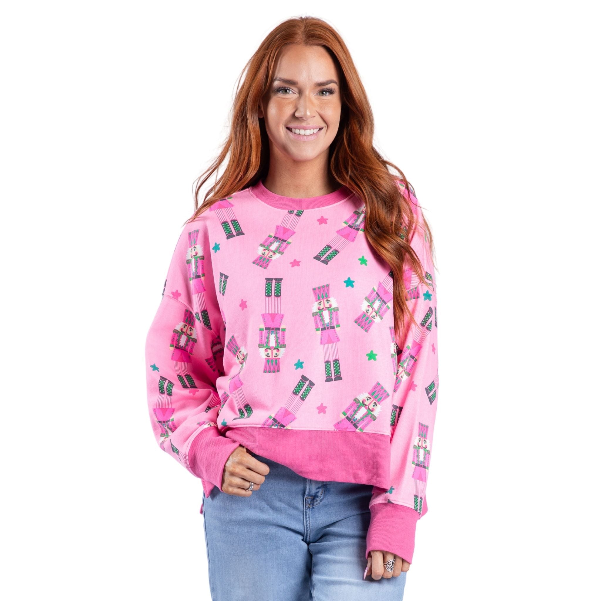 Crackin’ Christmas Pink Crew Neck Sweatshirt Assortment, No Display Package