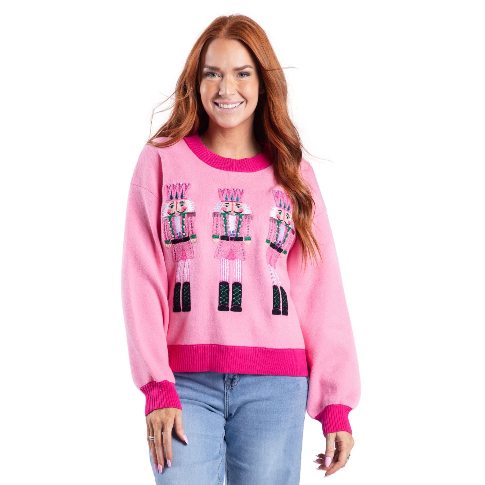 Crackin’ Christmas Pink Crew Neck Sweater Assortment, No Display Package