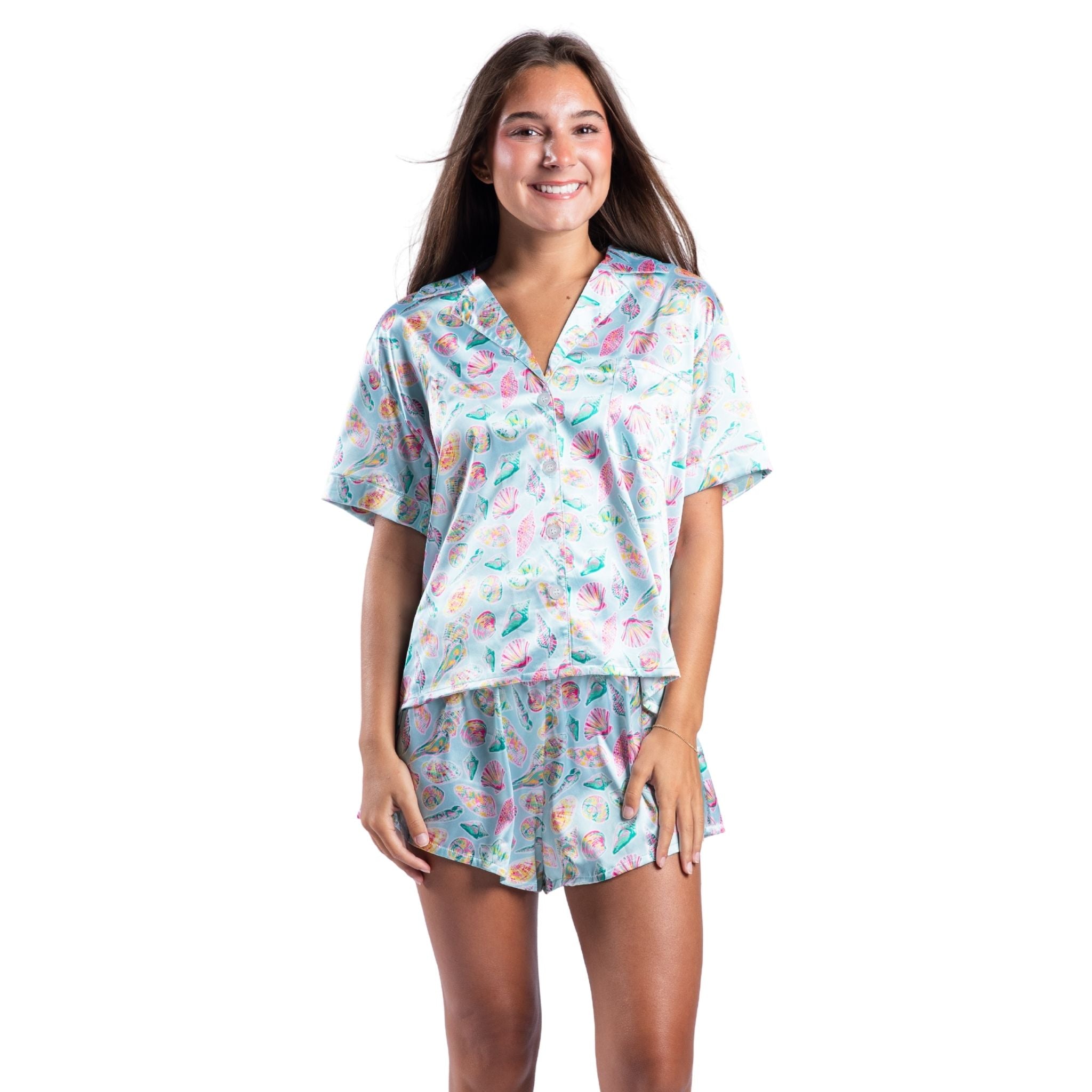 Coastal Charm Satin Pajama Short Set Assortment, No Display Package
