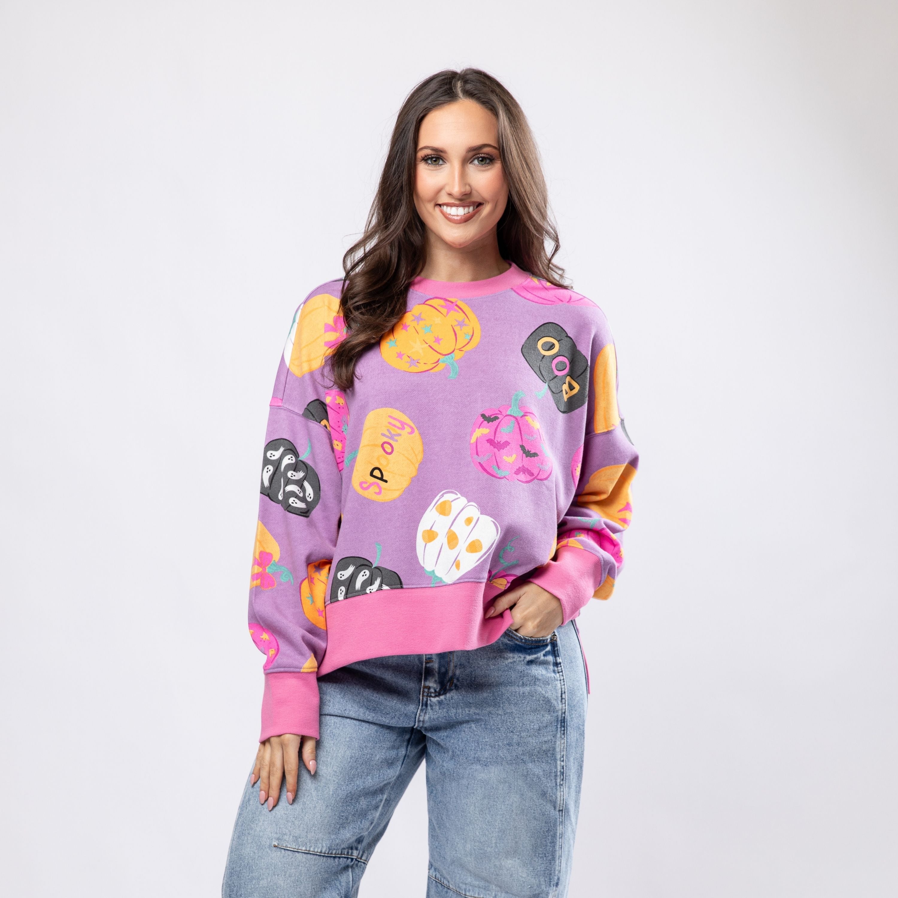Spooky Szn Lavender Crew Neck Sweatshirt Assortment, No Display Package