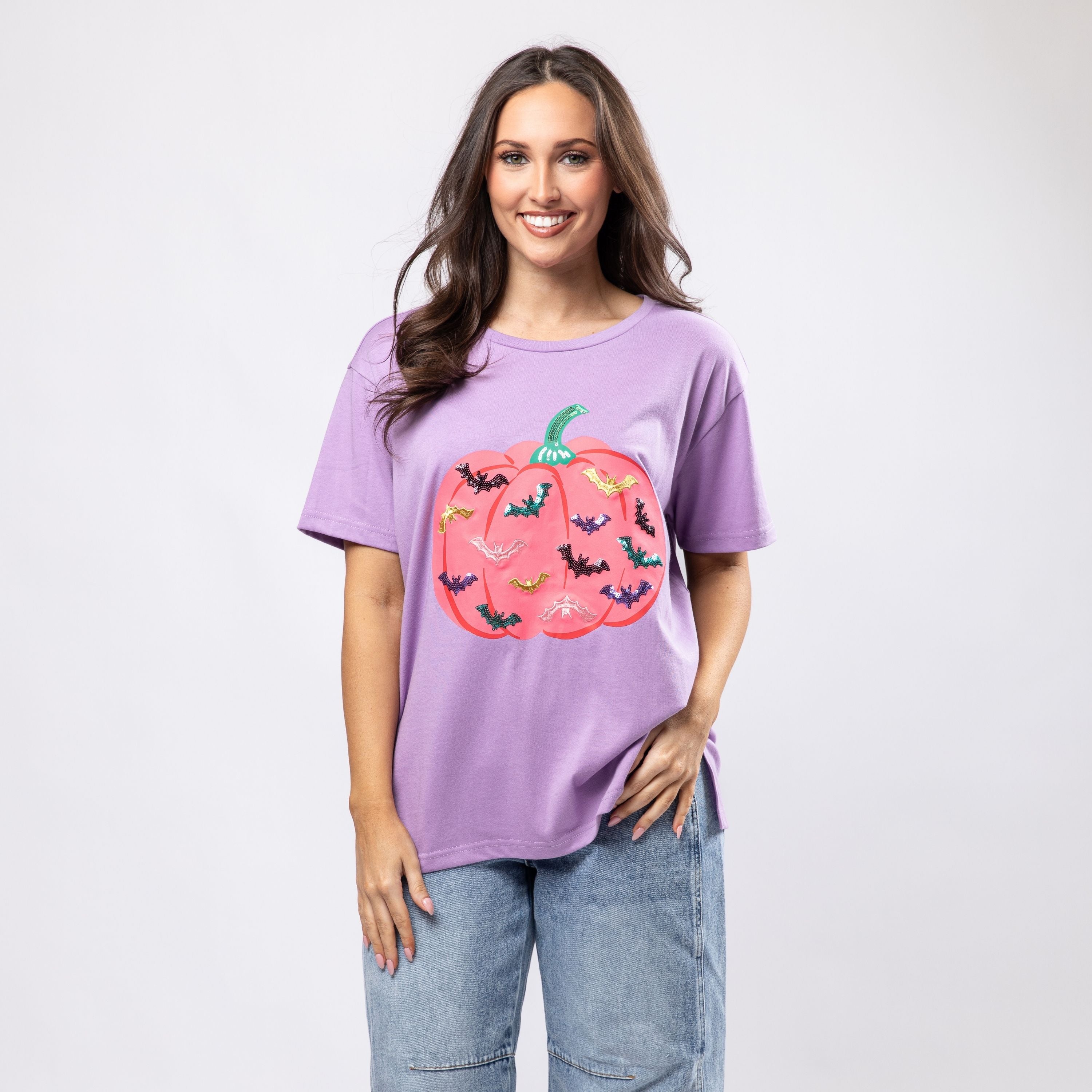 Spooky Szn Lavender Crew Neck T-Shirt Assortment, Display Package