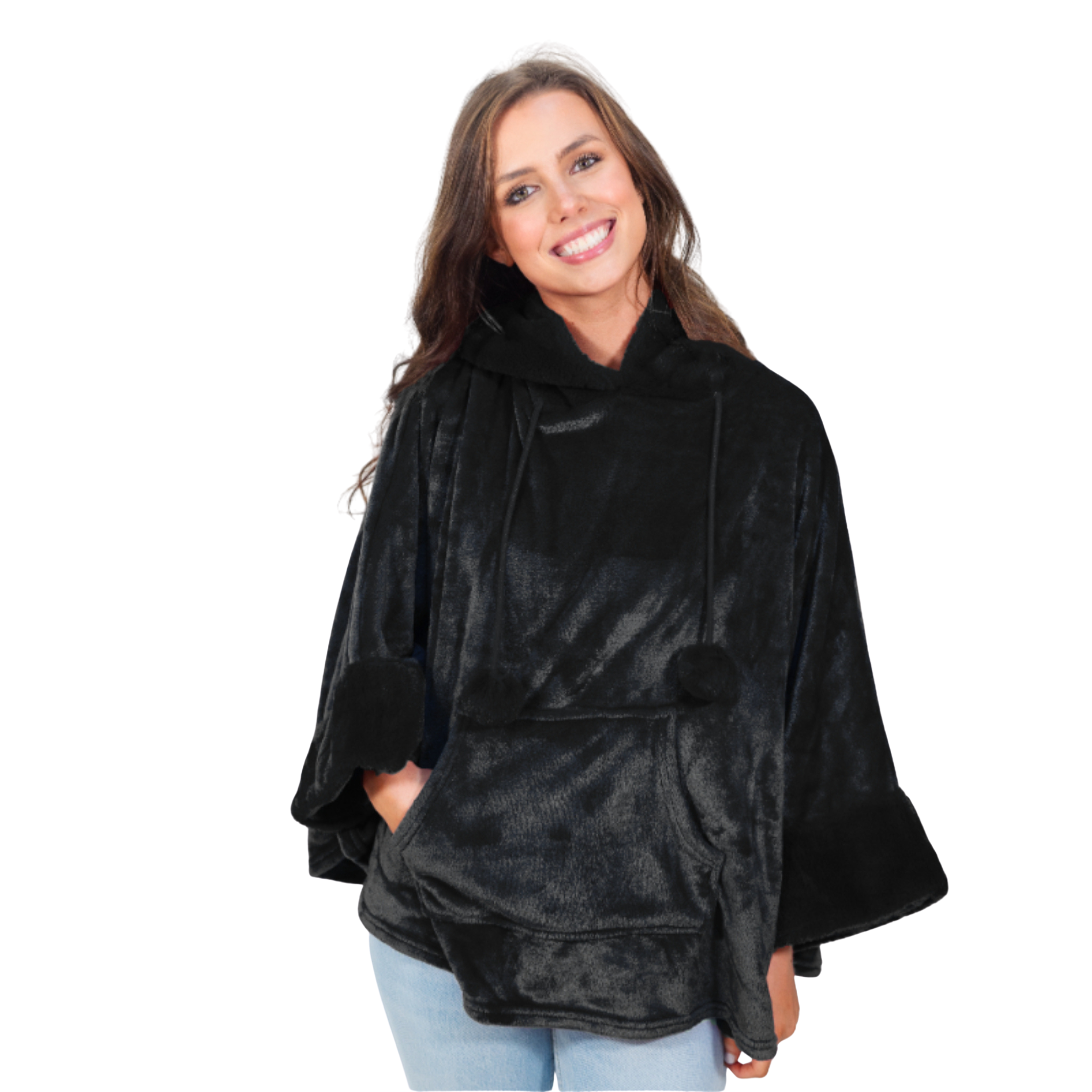Black Hooded Poncho