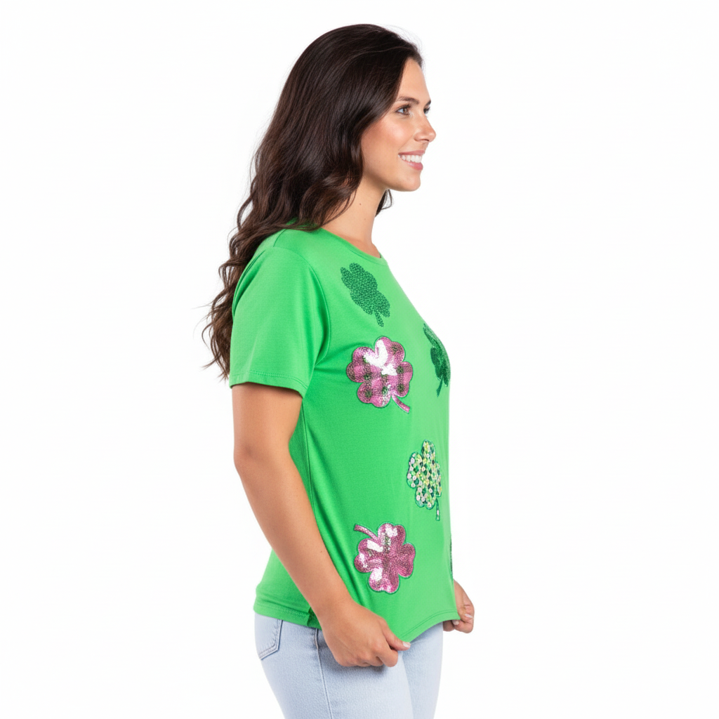 Lucky Girl Green Crew Neck T-Shirt | St. Patrick's Day Graphic Tee