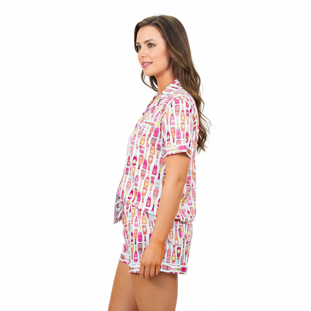 Bubbly Satin Pajama Short Set